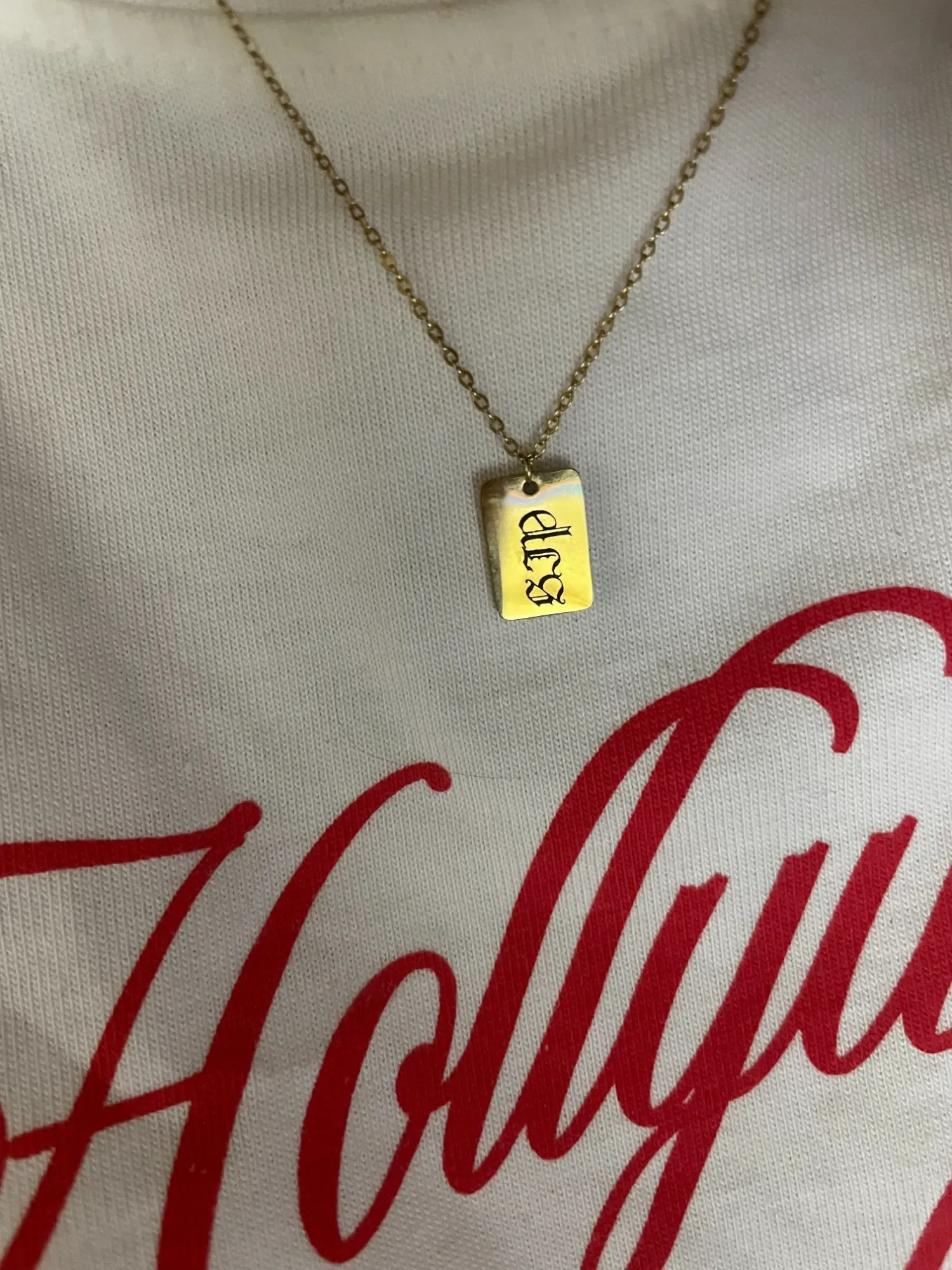 Personalized 14k Gold Filled Rectangle Necklace by Babe's Hardware