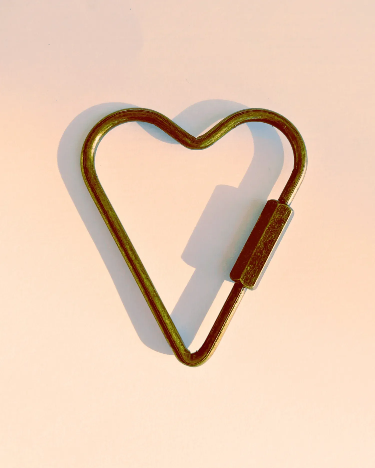 Rustic Brass Heart Carabiner by Babe's Hardware
