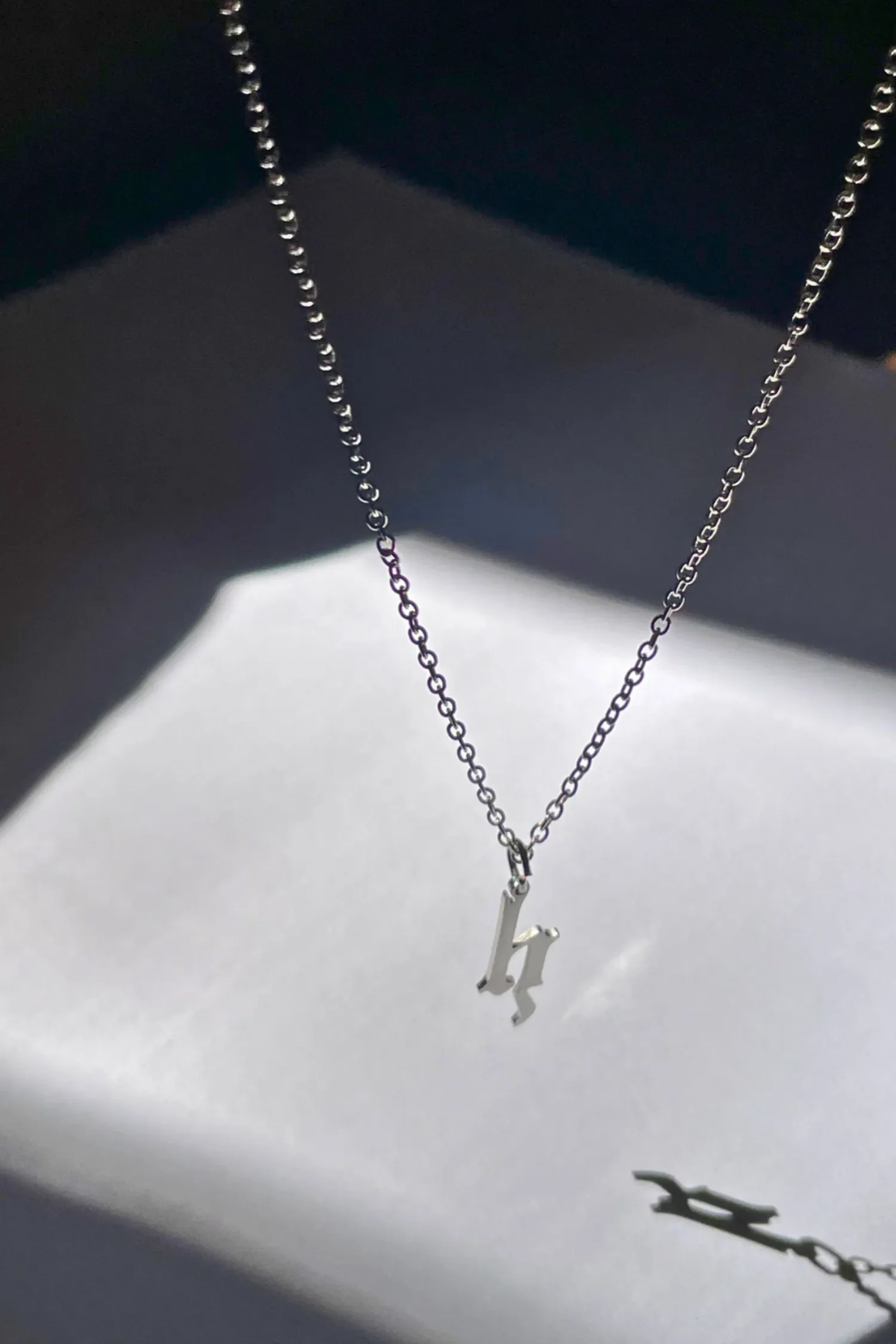 Sterling Silver Gothic Initial  Necklace