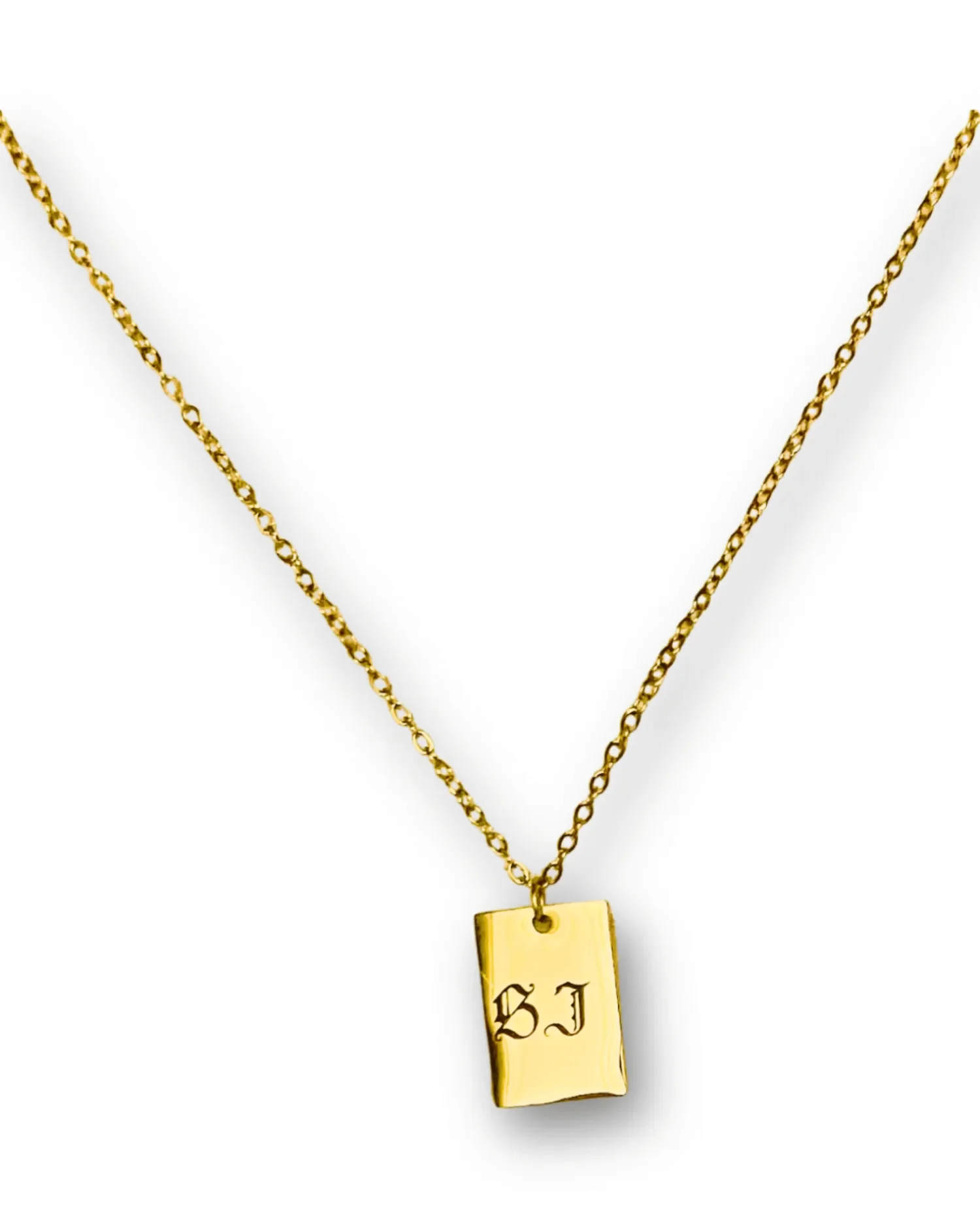 14k gold plated stainless steel engraved necklace