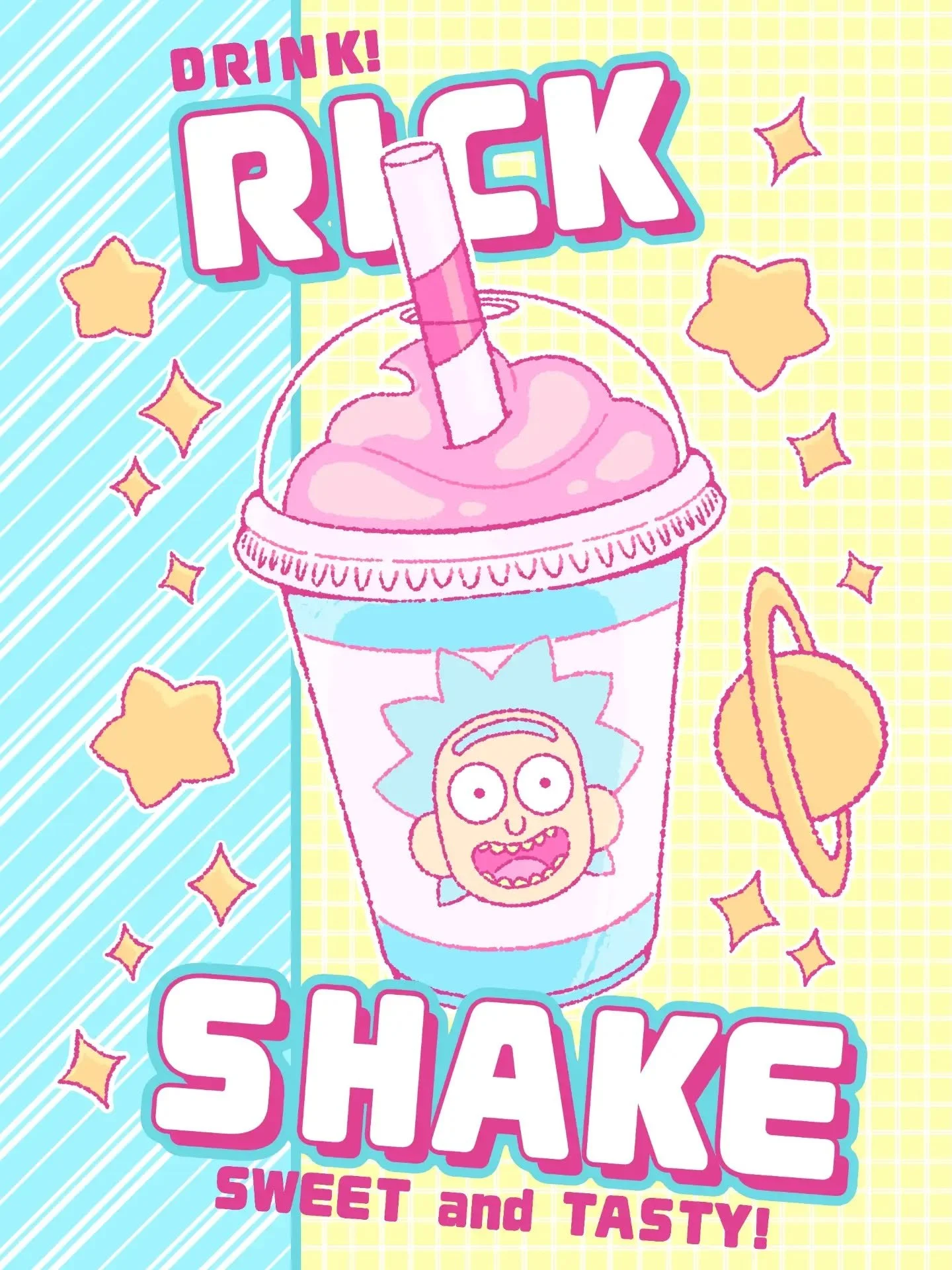 Brand new RICK SHAKE! Flavoured perfectly for the Rick Sanchez taste palette. Fuel your body while you fuel your spaceship 🚀 🌌 🛸🌙☄️

Prints available at Armageddon Expo C31

#rickandmorty #artistalley #smallbusiness #ricksanchez