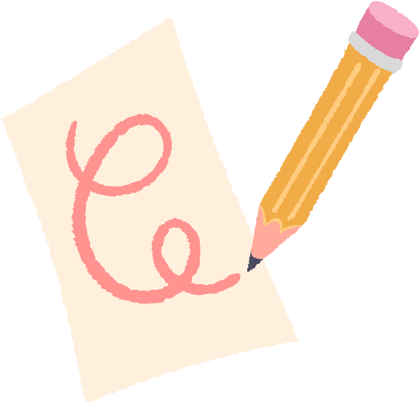 A pink pencil writing a squiggle on a piece of paper.