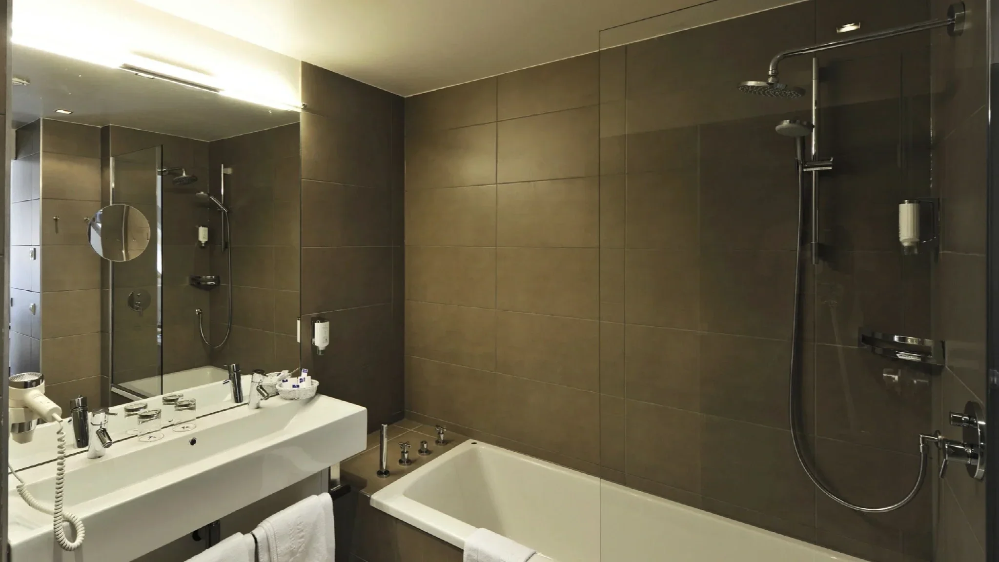 hotel bathroom with epoxy grout installed