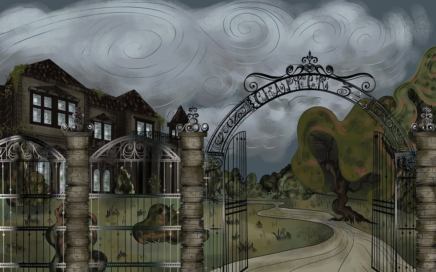 Chapter three illustration for The Secret Garden!🌻I&rsquo;m manifesting gloomy weather like the one on the illu🥺🍂