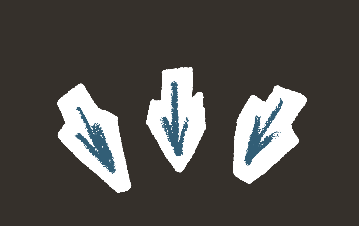 Trois morceaux de papier avec des dessins bleus de branches d'arbre, disposés contre un fond noir.