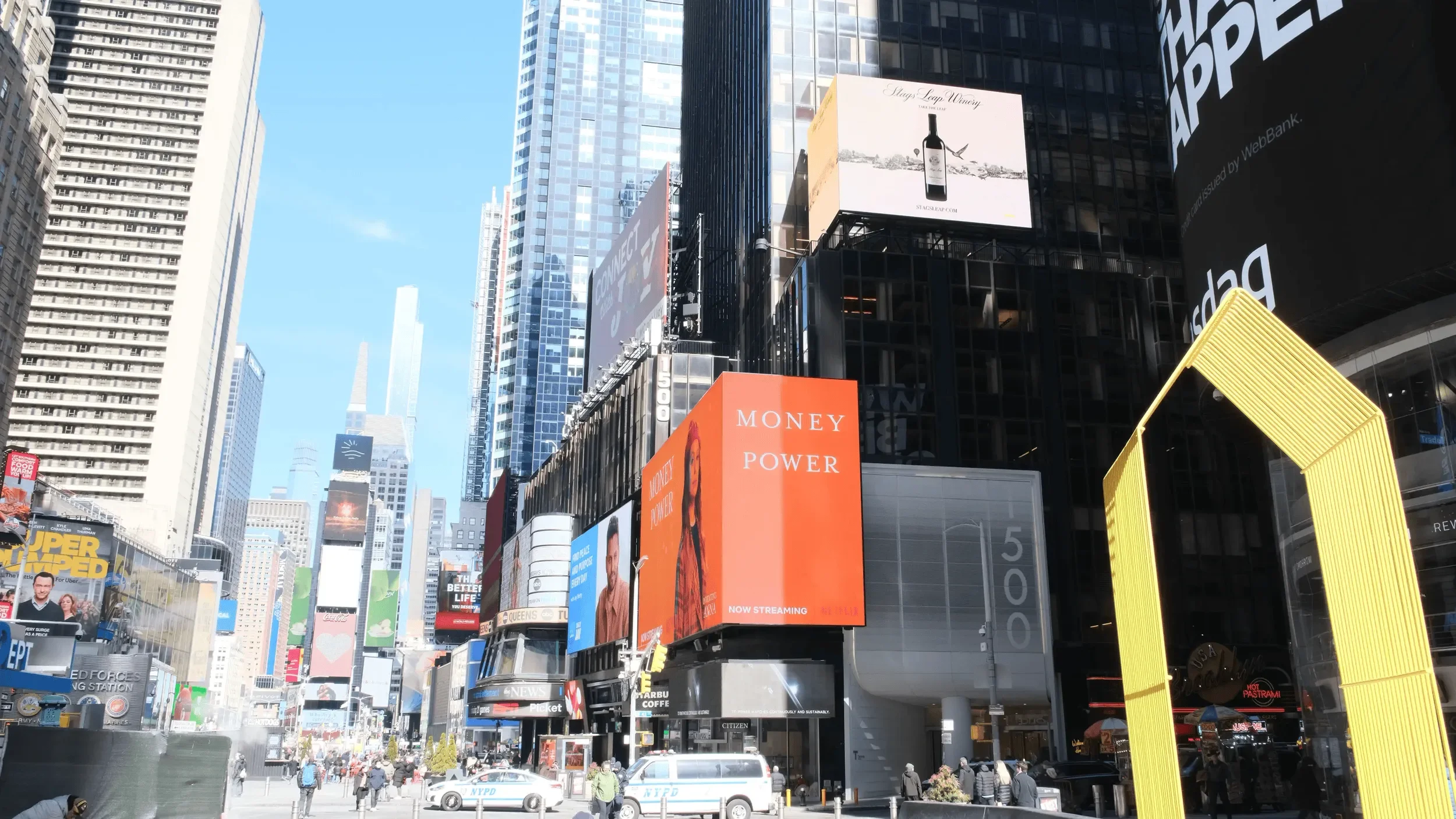 Billboard display of the Stags' Leap Winery animation project in New York City