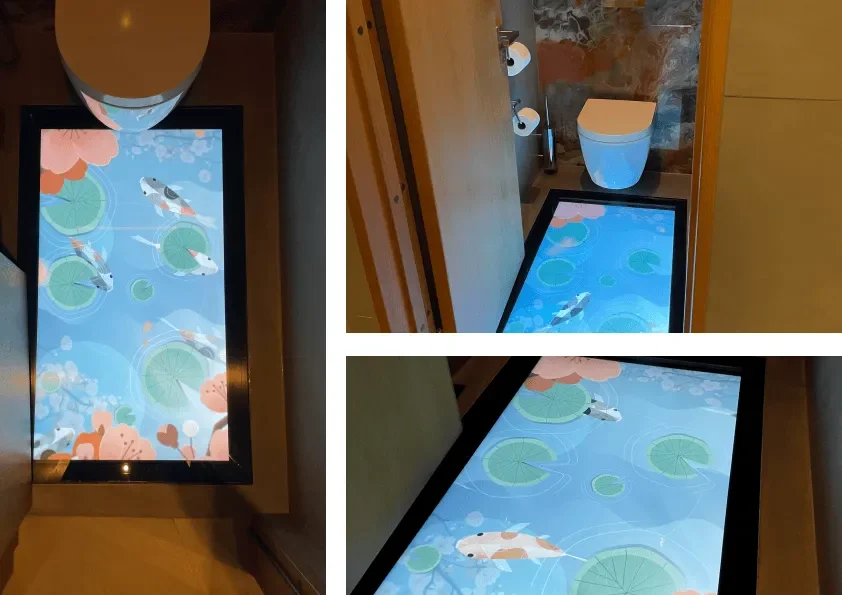Ambient animated installation 'Sumo Bjorvika' for Sumo Restaurant in Oslo, featuring Geisha and koi fish