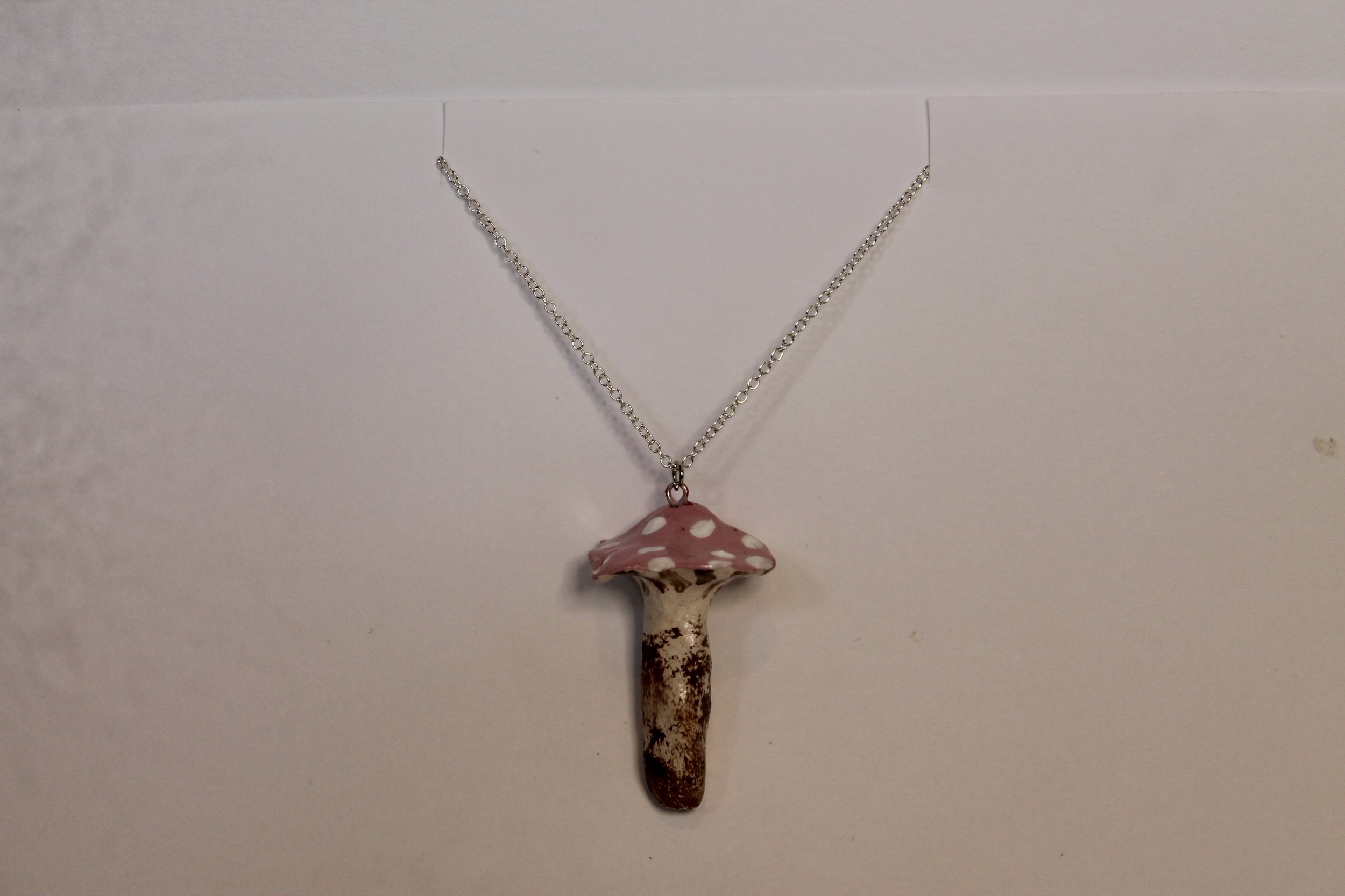 Pink mushroom necklace