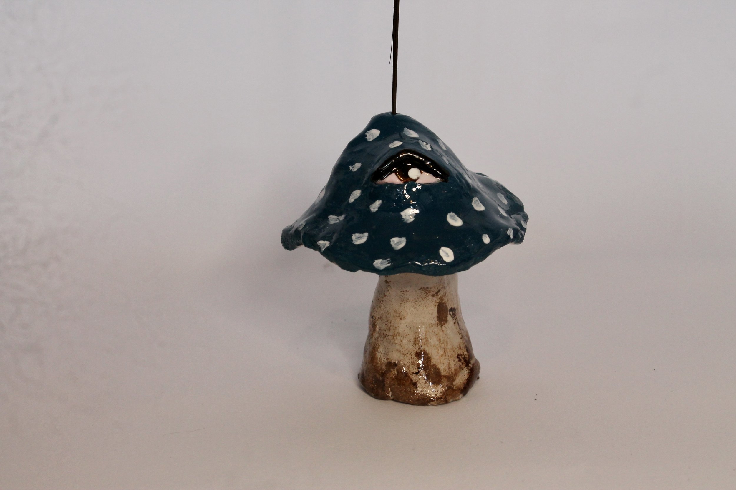Blue mushroom incense holder