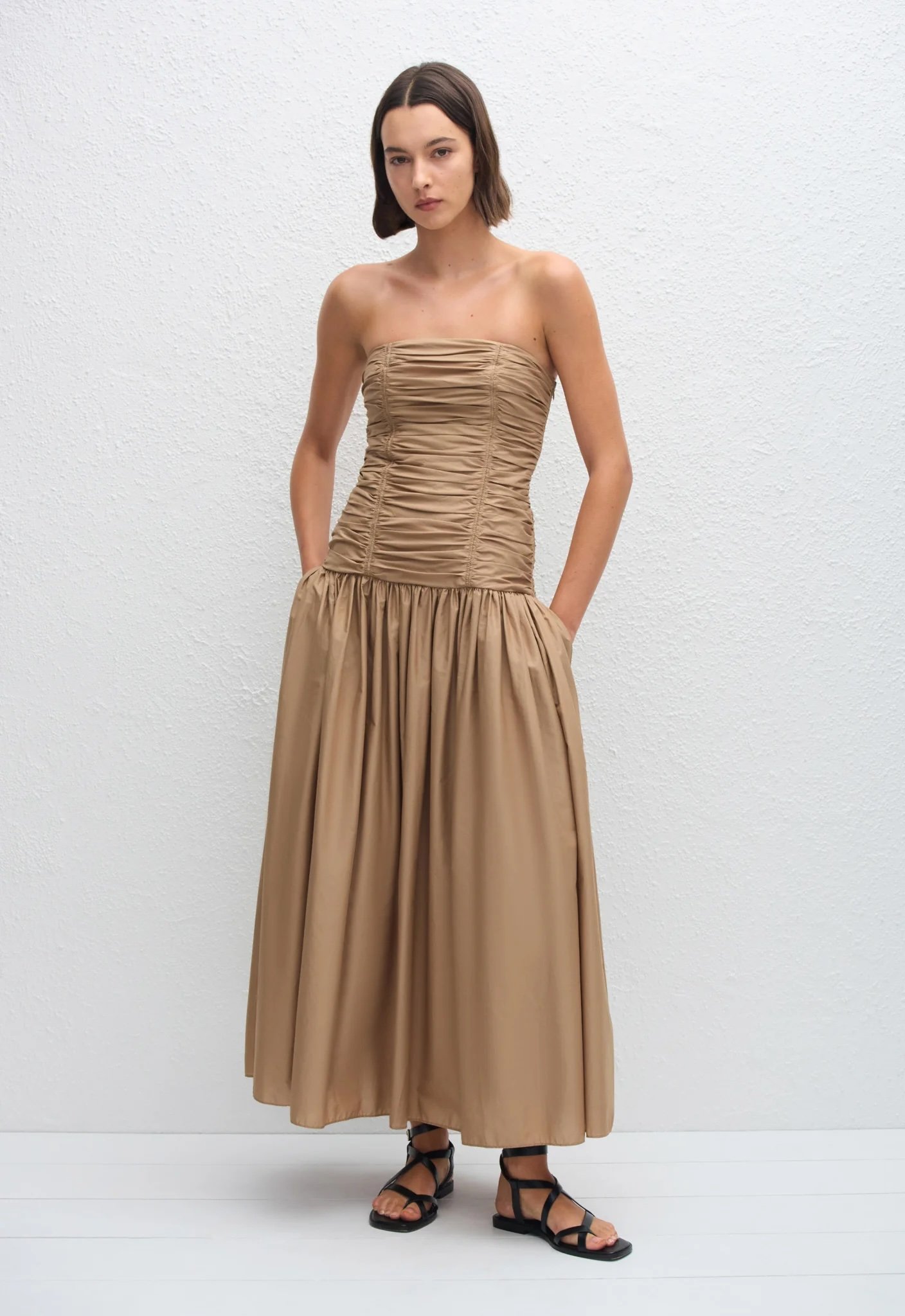 MATTEAU - Strapless Drop Waist Dress