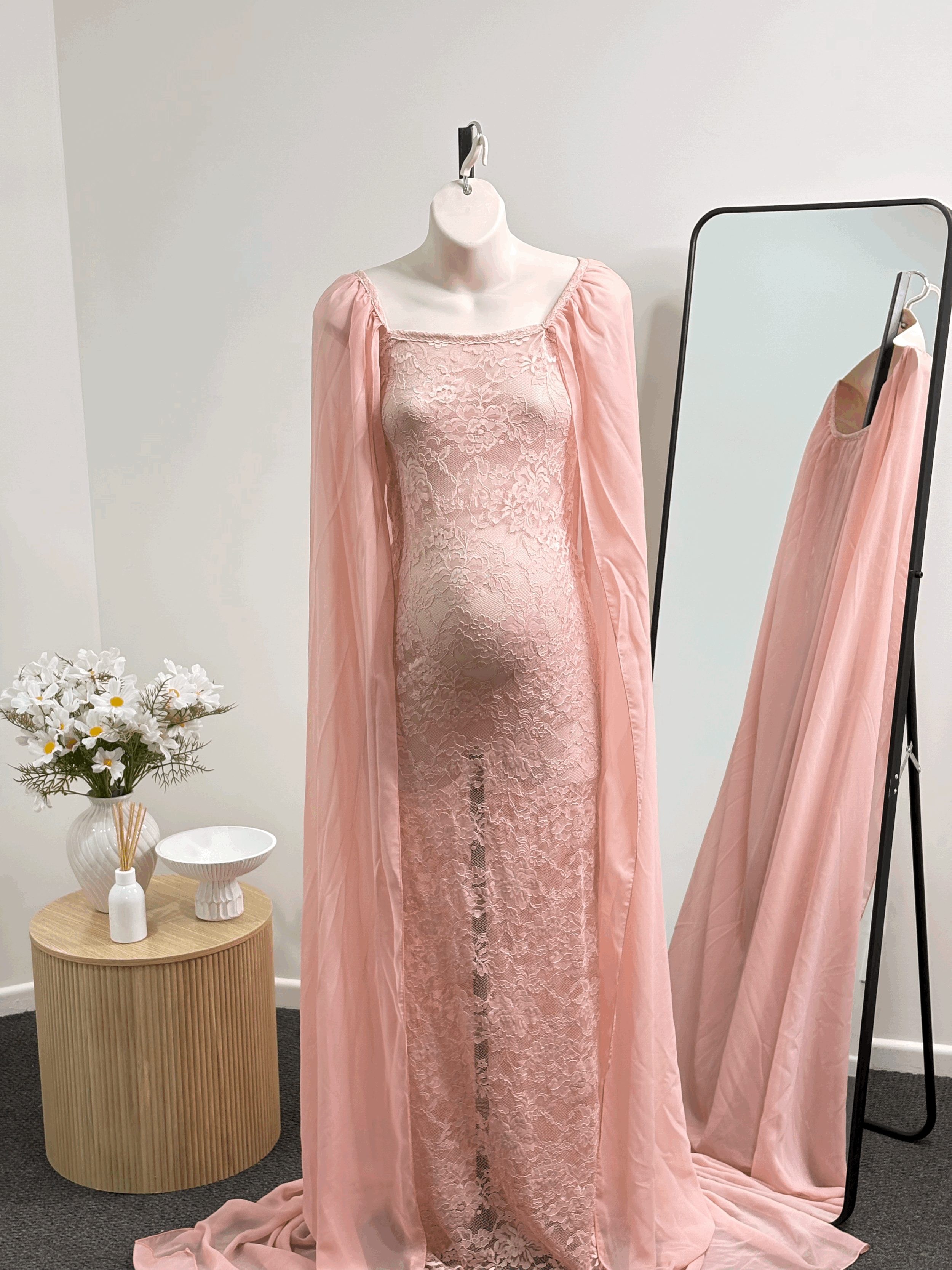 D & J Newborn Props Pink Gown With Cape