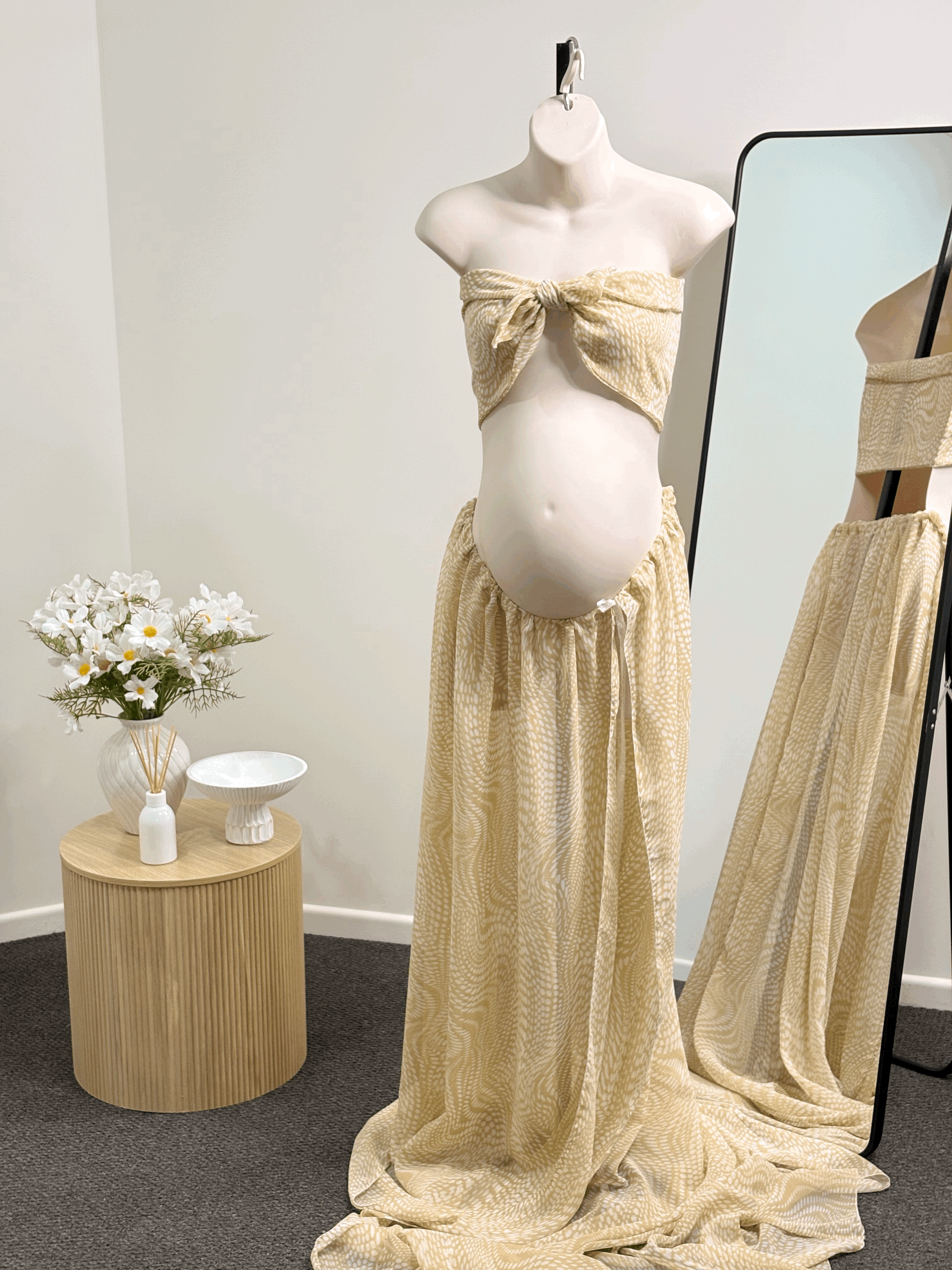 Cream and White Belly Wrap with Crop