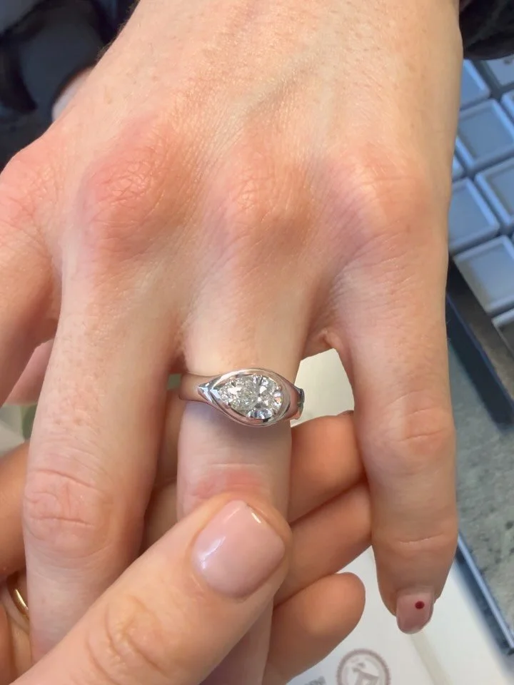 two pear cuts, a diamond &amp; hidden emerald for Ava