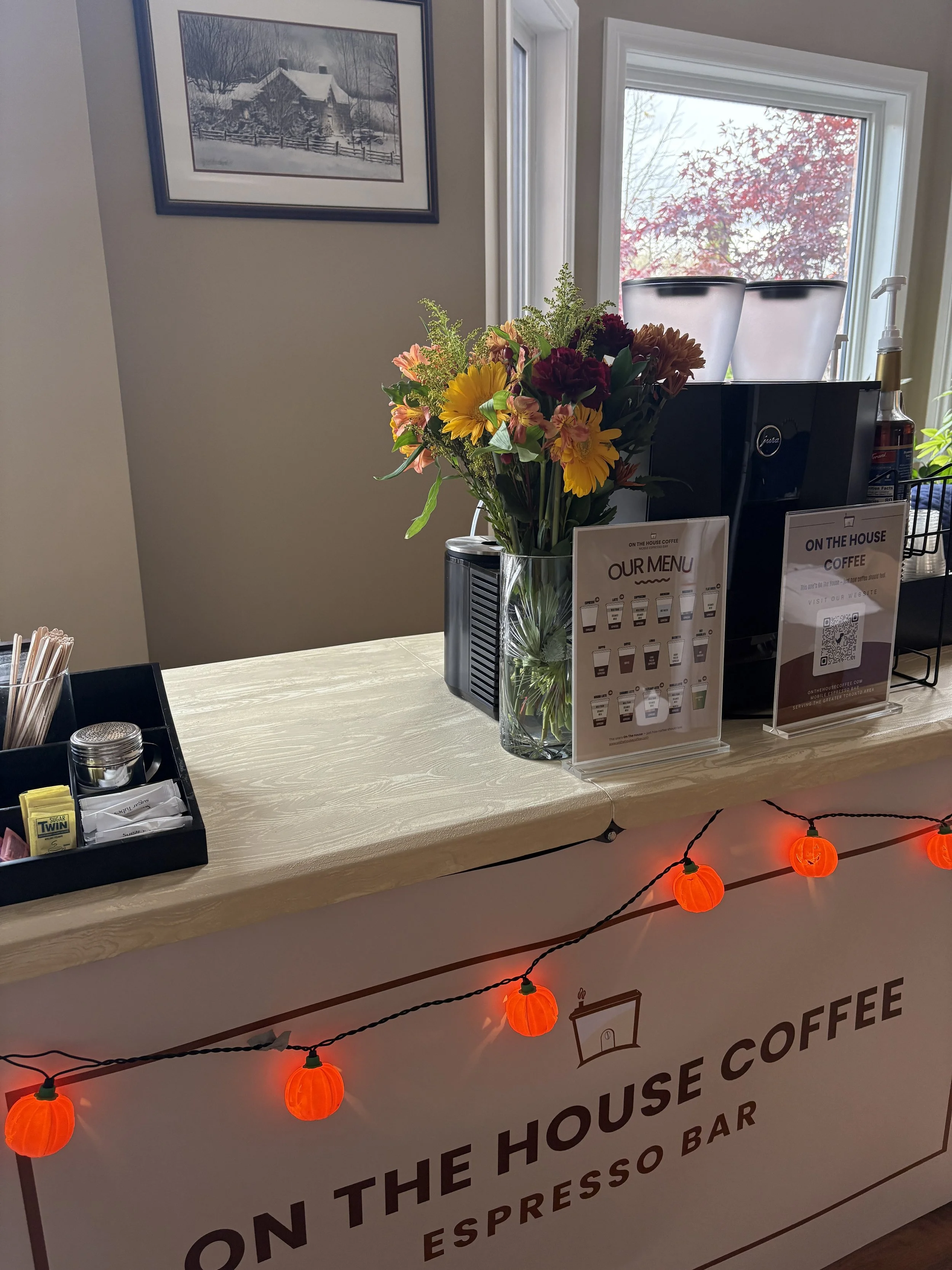 Halloween set up on the house coffee