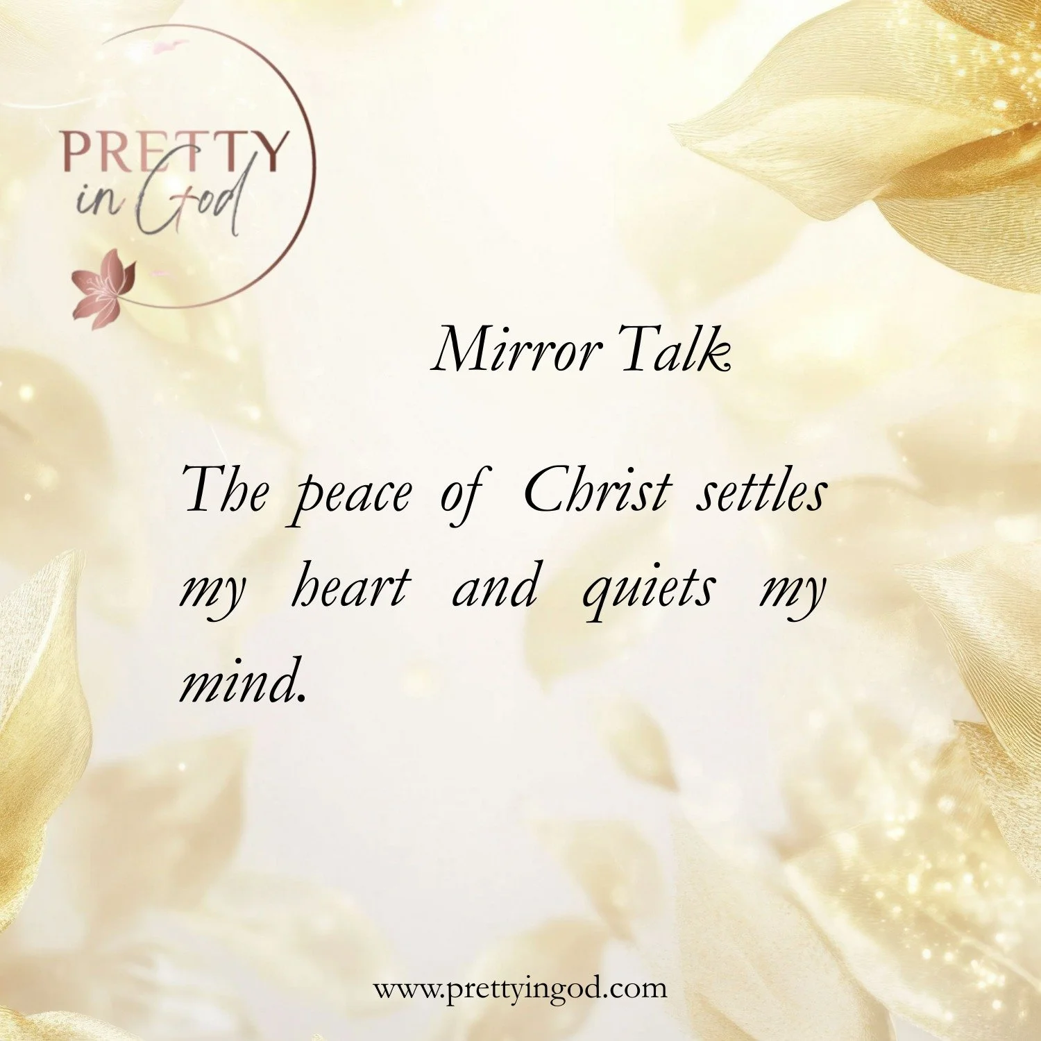 When the world feels loud, I choose His peace.�The peace of Christ settles my heart and quiets my mind.�I&rsquo;m resting here today 🤍

#PrettyInGod #MirrorTalk #PeaceOfChrist #FaithAffirmations #ChristianWomen #FaithOverFear #GodsPeace #QuietWithGo
