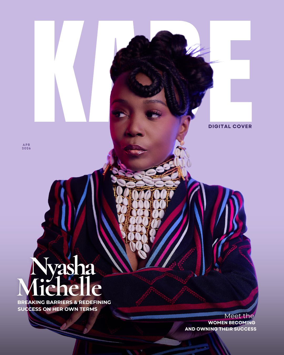  NYNY RYKE founder Fallylah Nyny Ryke Goungou with handwoven textiles NYNY RYKE sustainable luxury collection Togo Italy craftsmanship AIDA Award winner NYNY RYKE sustainable fashion brand Nyasha Michelle wearing NYNY RYKE Issue 10 cover feature 