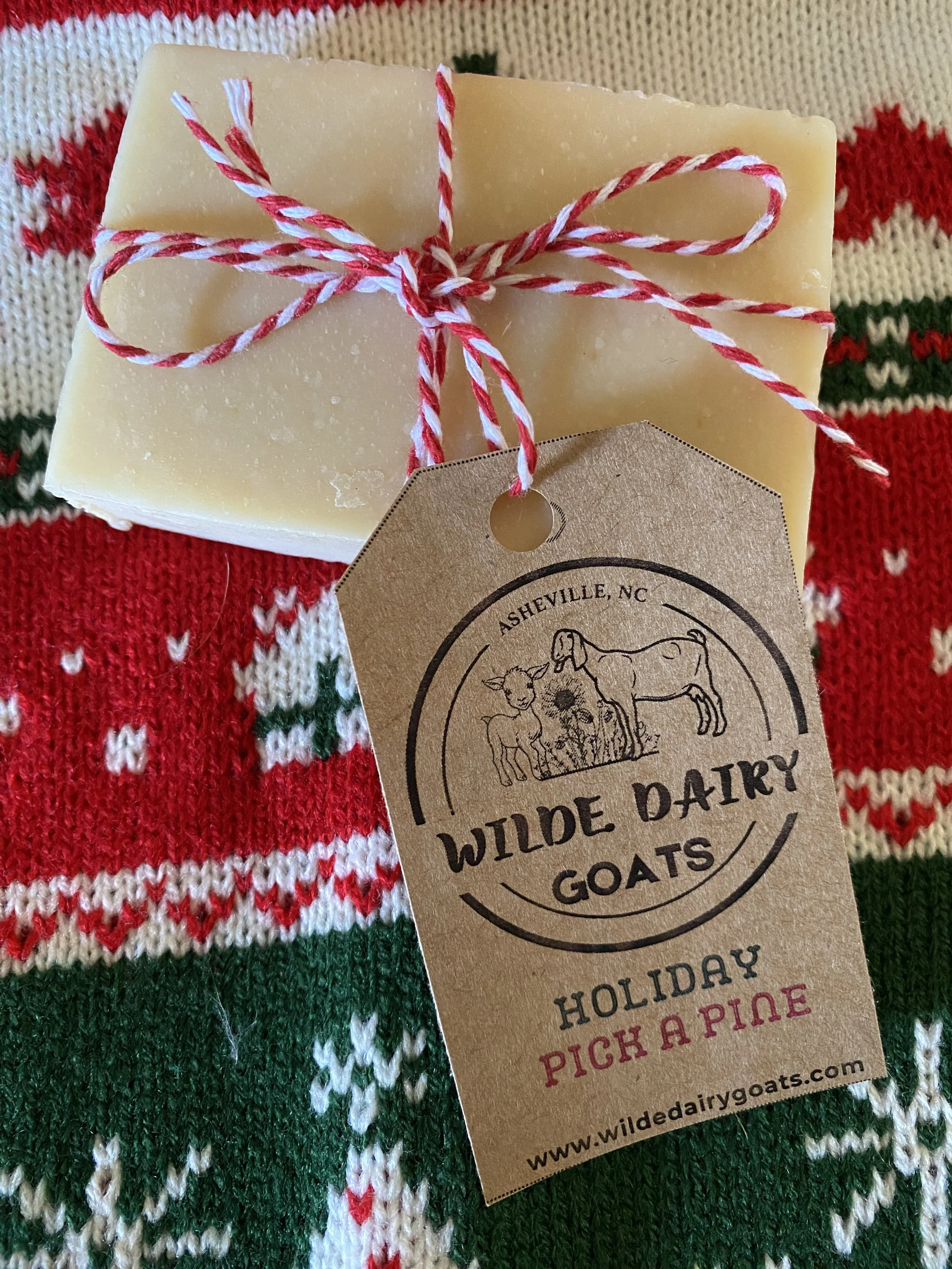 Pick a pine single soap on sweater background.JPG