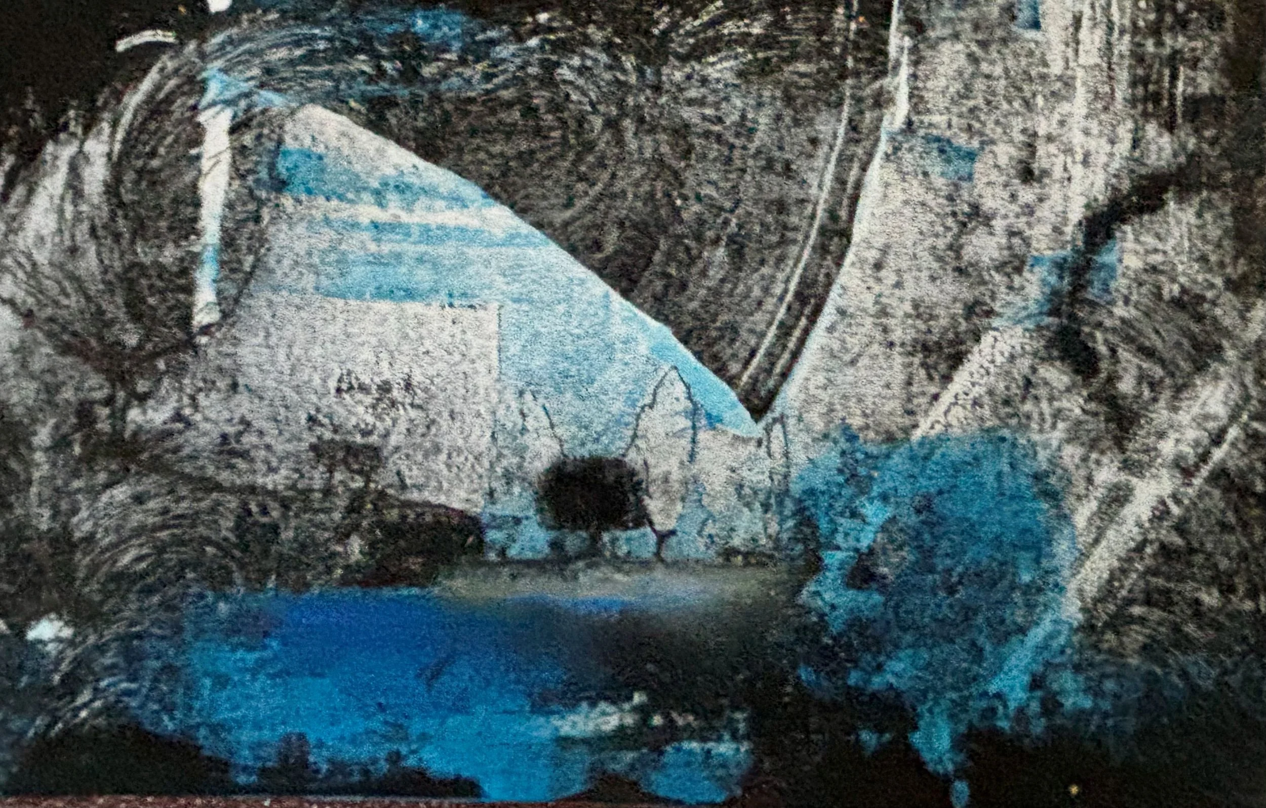  The Walnut Tree - En Doucet - 
hand burnished monotype/charbonel inks on, 'The Tube,' black paper sourced from 
 Amsterdam.