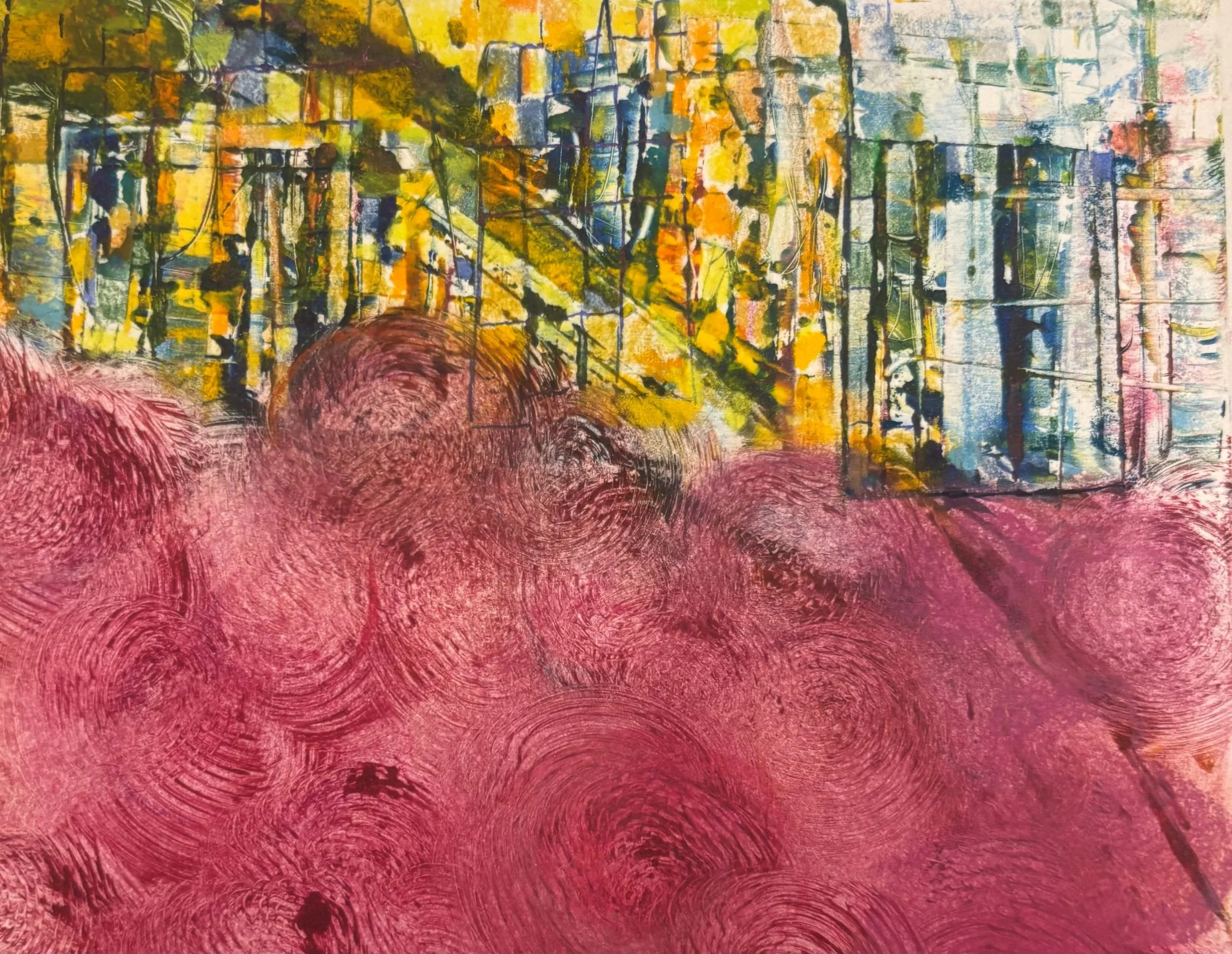 Caroline of Monaco's villa -  Corsica -  monotype, Charbonel inks on Canson paper.