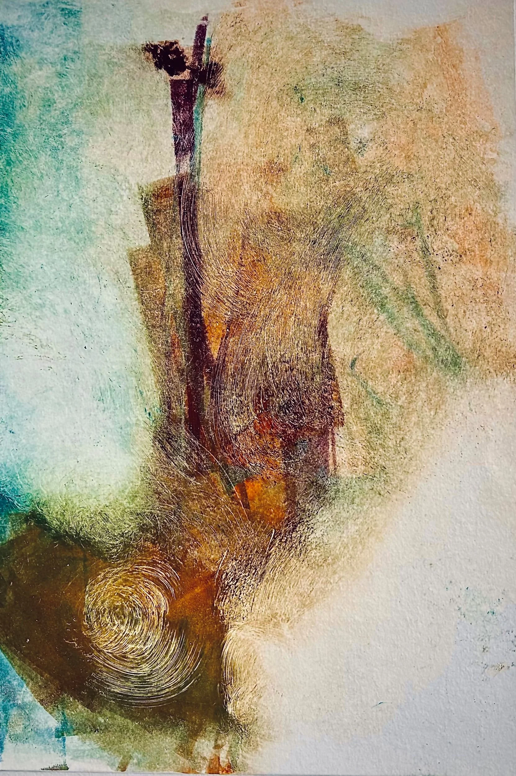We live on a ridge-  En Doucet -monotype/Charbonel inks on Canson paper.