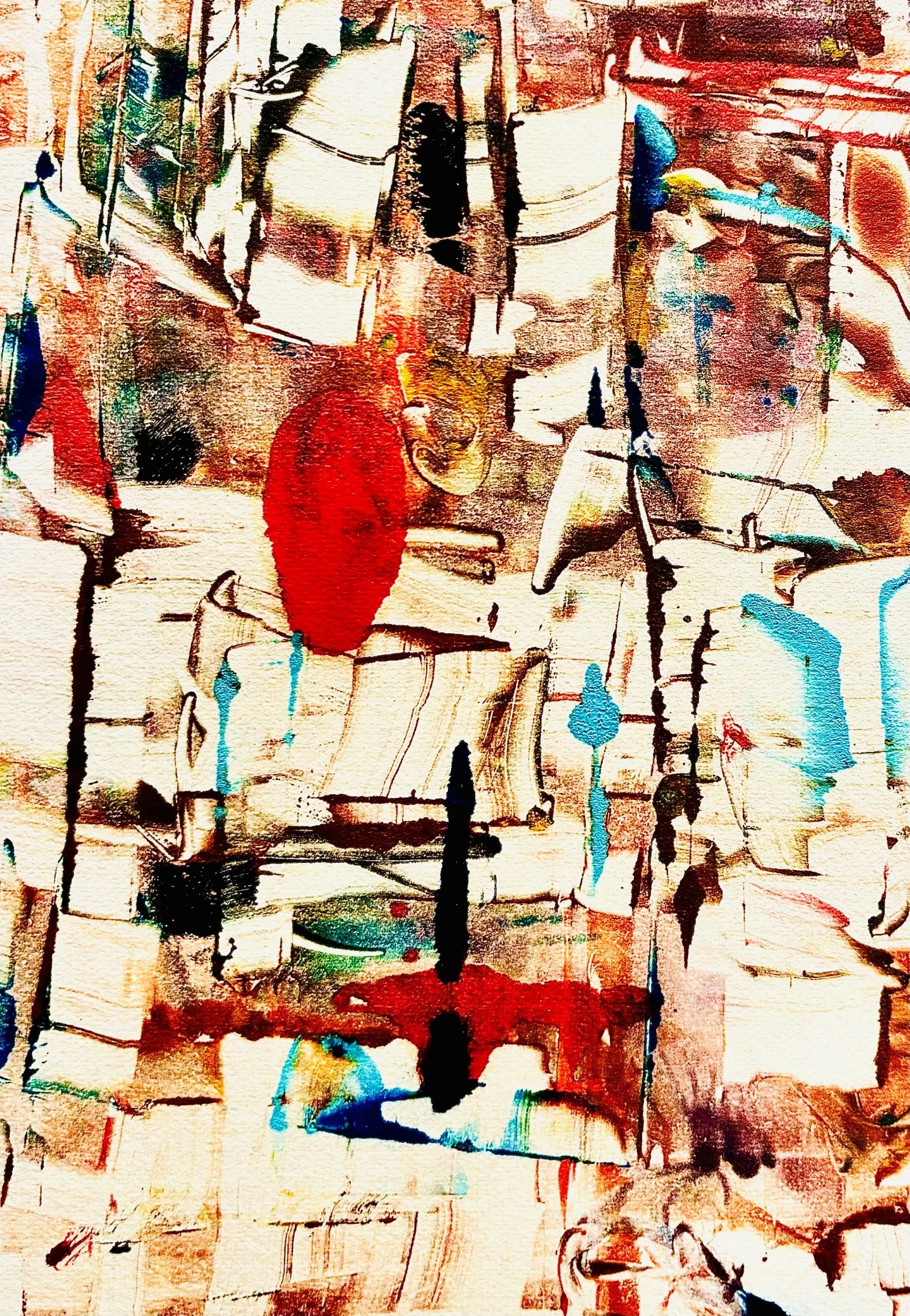  House on the Hill - En Doucet -  monotype - Charbonel inks on canson paper.