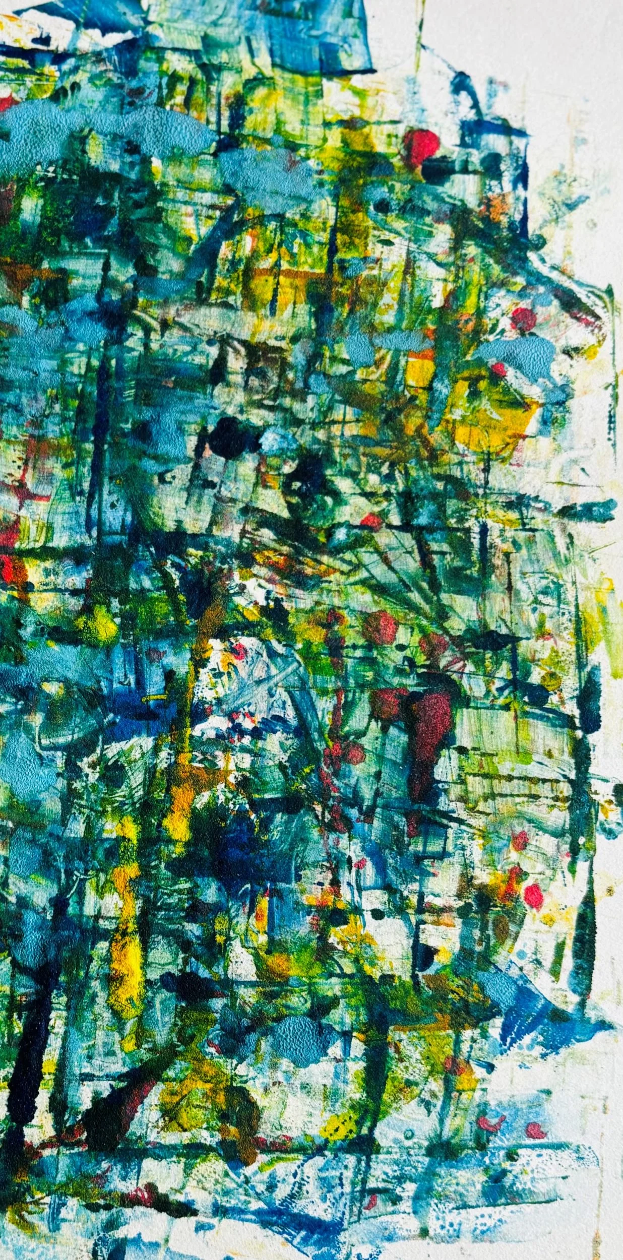 House with the blue shutters  - En Doucet -Monotype/Charbonel inks on Canson paper. 
