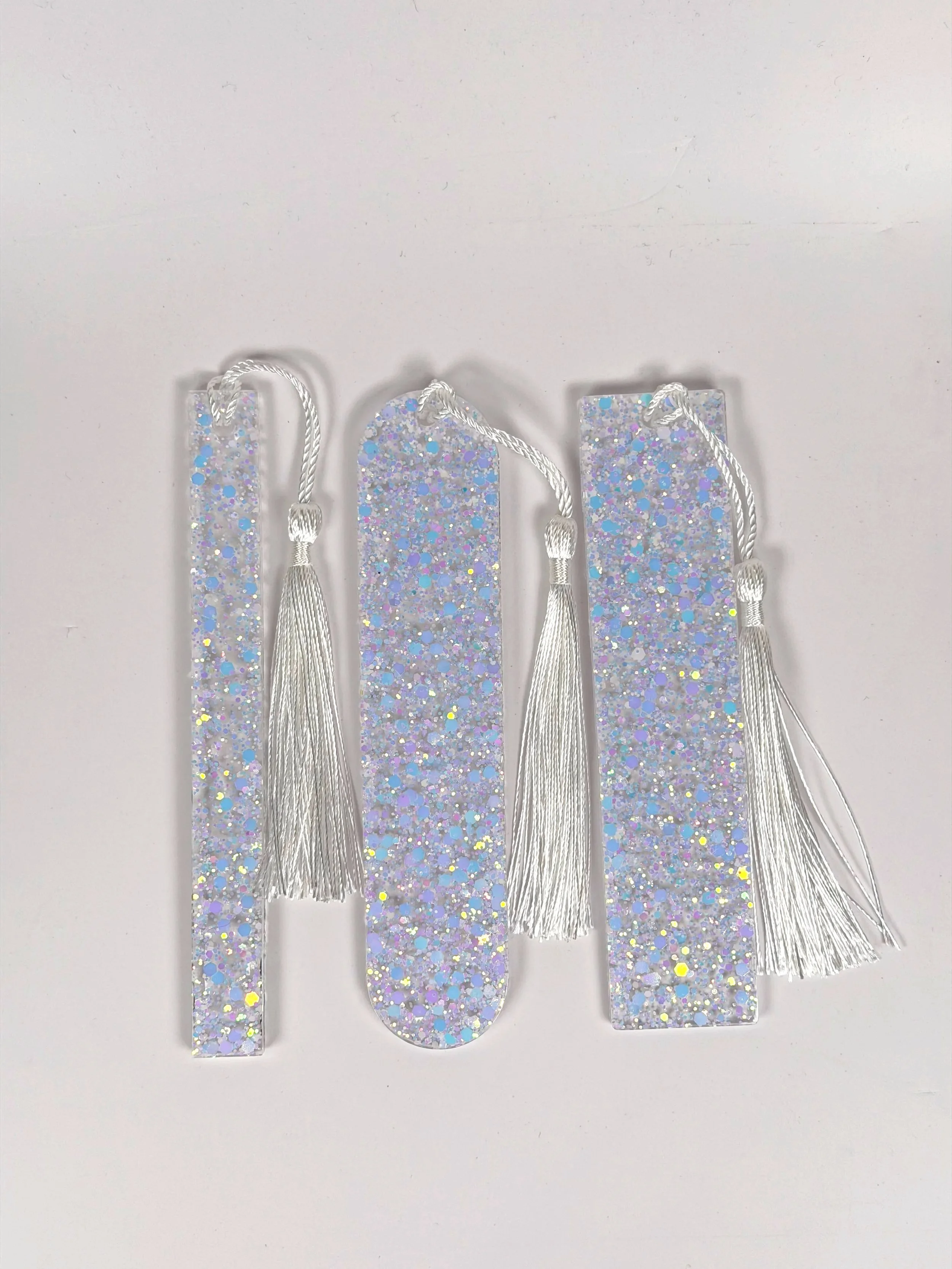Glitter White Bookmarks