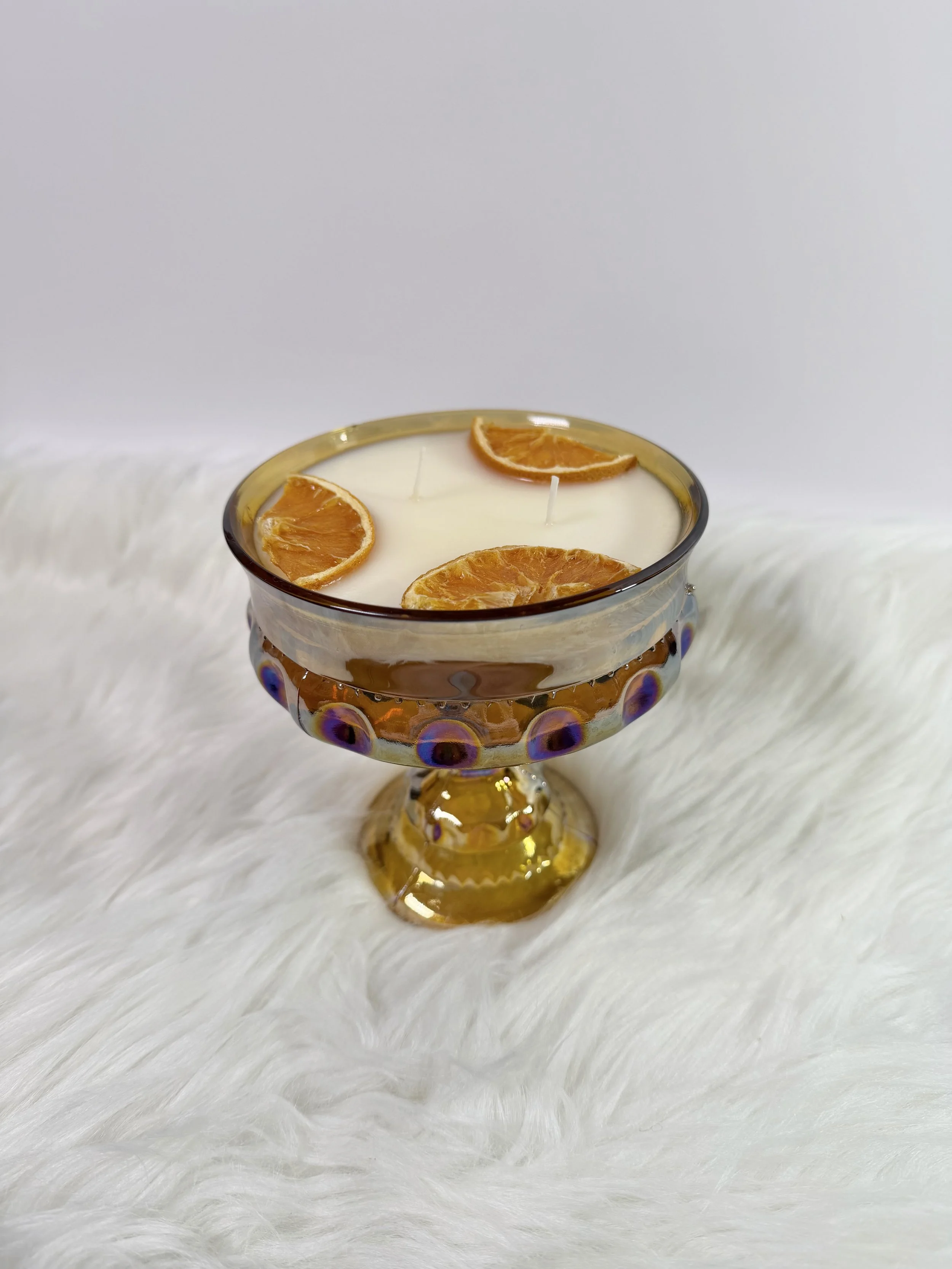 Orange Scented Candle in Iridescent Amber Glass