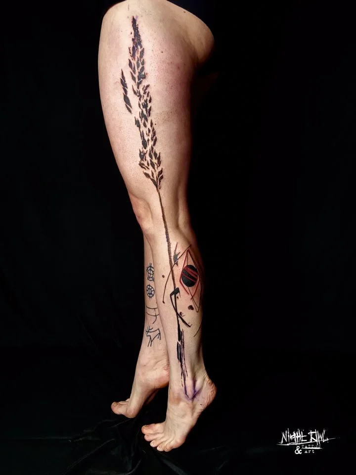 Full leg sleeve hay tattoo