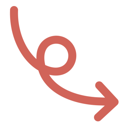 A red arrow pointing down and to the right in a curved direction.