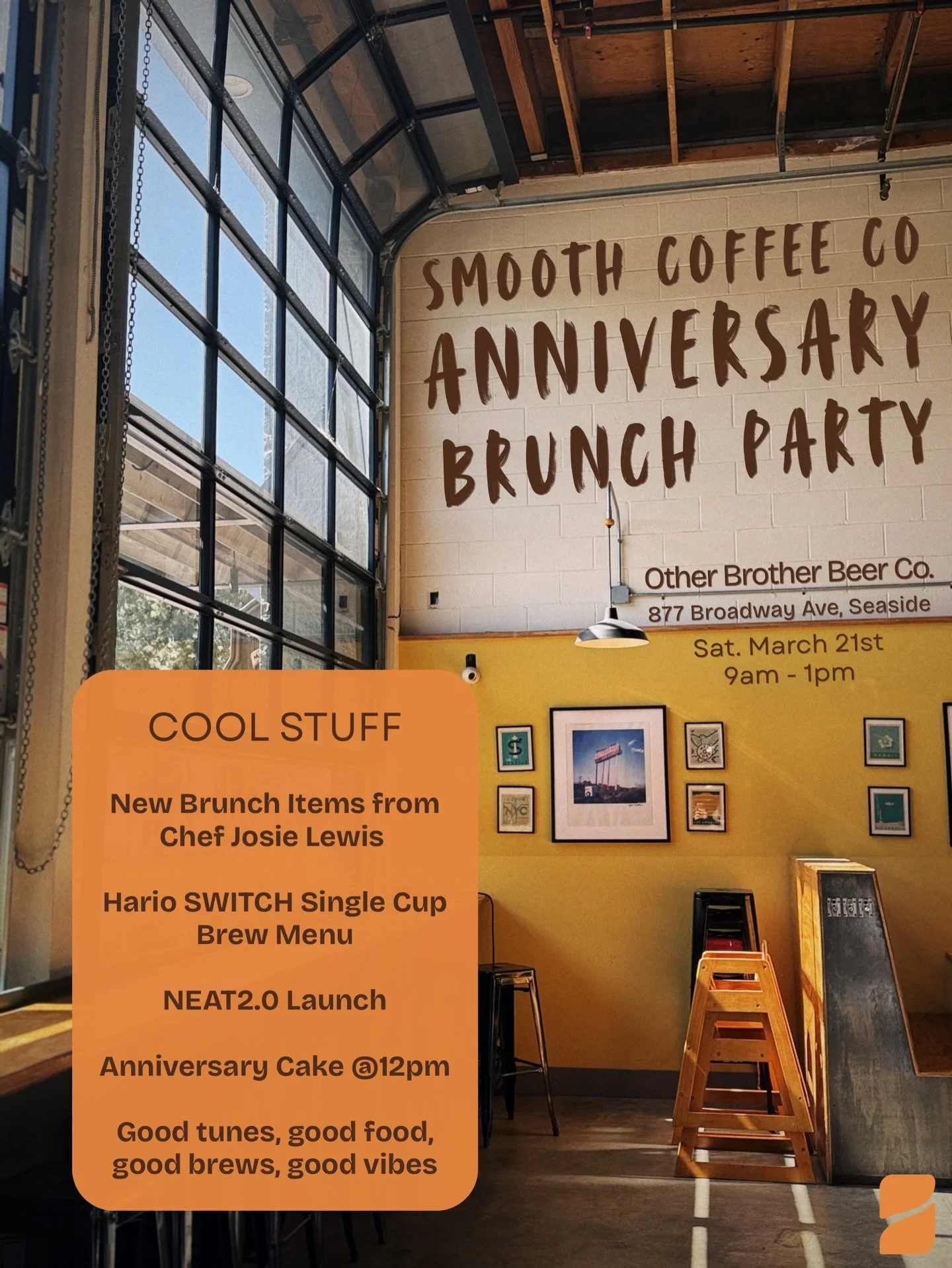 The third and final event of the Anniversary Series will be on the day itself, March 21st, popping up with our friends at @otherbrotherbeer 

Our first ever pop-up was at Other Brother, and we're bringing it back around town with new coffees, brew me