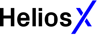 Blue and black logo with a stylized X and slash design