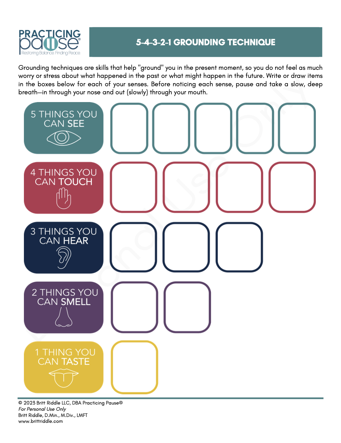 5-4-3-2-1 Grounding Guide Preview