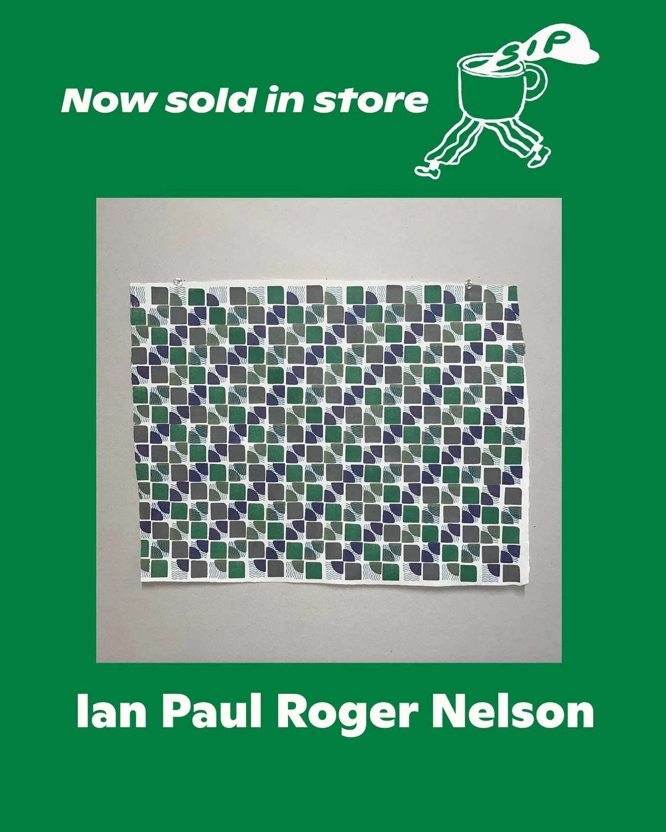 Hand stamped prints and cards by @iprnelson now sold in store!
&diams;️🟩&diams;️
Ian Paul Roger Nelson creates one-off and repeatable designs and patterns using mostly found &amp; thrifted rubber stamps with archival ink on paper. These works explor