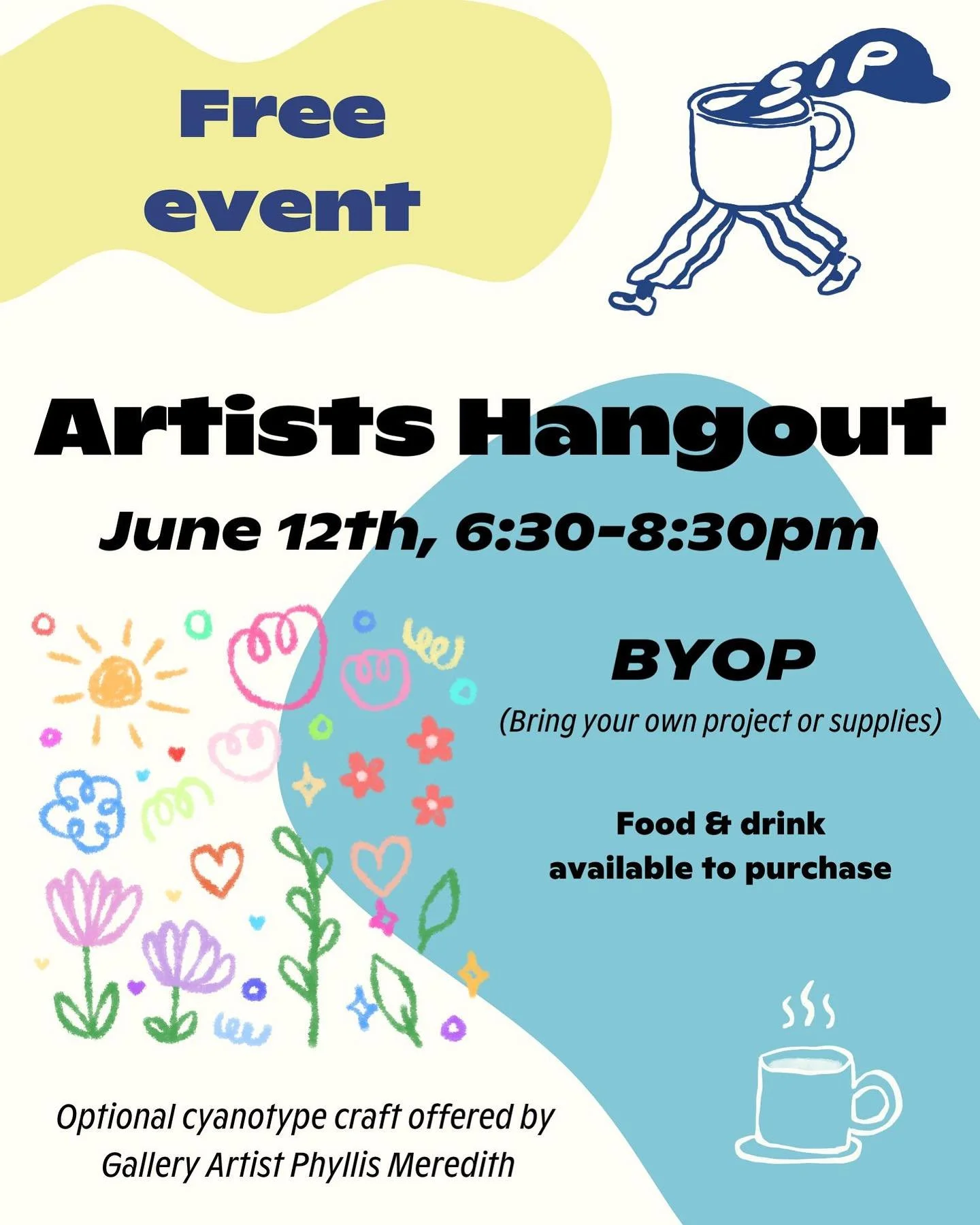 🦋Come hang out with us *after hours* for a chill evening of arts &amp; crafts Thursday June 12th from 6:30-8:30pm 🦋
.
Our June gallery artist @phyllismeredithphoto 
will be offering an optional craft of weaving or making wall hangings with scraps f