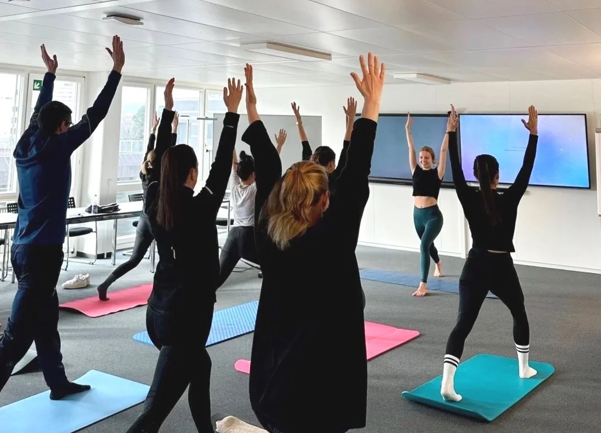 corporate yoga zurich, corporate wellbeing, burnout prevention, employee wellness