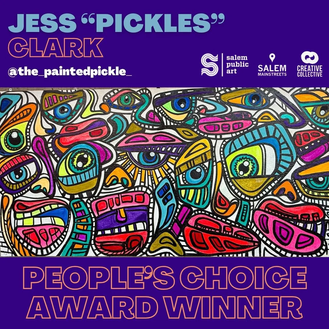 🎉 PEOPLE'S CHOICE WINNER ANNOUNCED! 🎉
The votes are in! Congratulations to JESS &quot;PICKLES&quot; Clark for winning the 2025 Salem Arts Festival Mural Slam People's Choice Award! 🎨✨ @the_paintedpickle_

Thank you to everyone who watched our incr