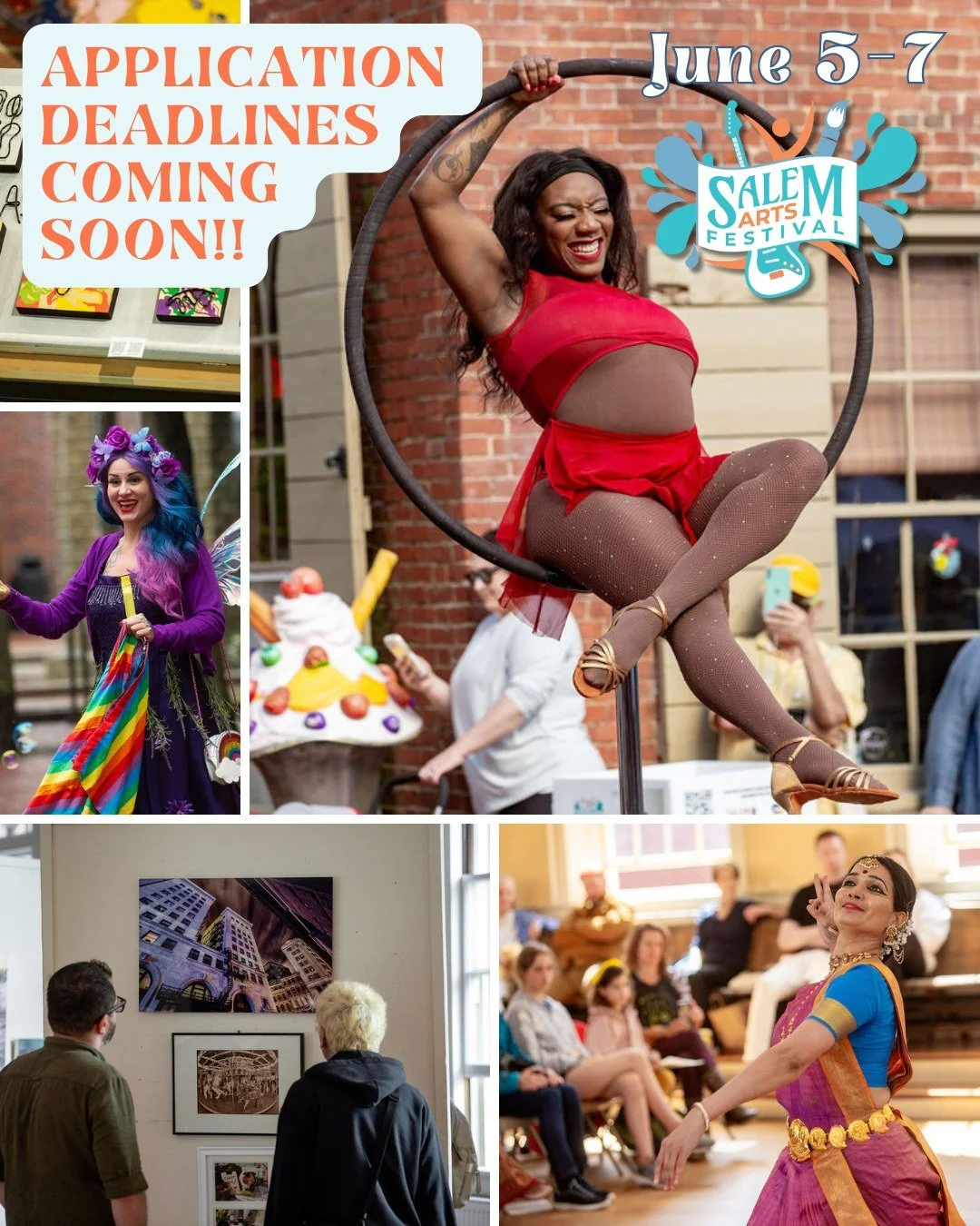 The 18th Annual Salem Arts Festival is coming June 5&ndash;7, and we're still looking for talented creators to be part of this year's Salem 400+ special edition 

Here's what's still open:

General Performance &mdash; Outdoor stages across downtown S