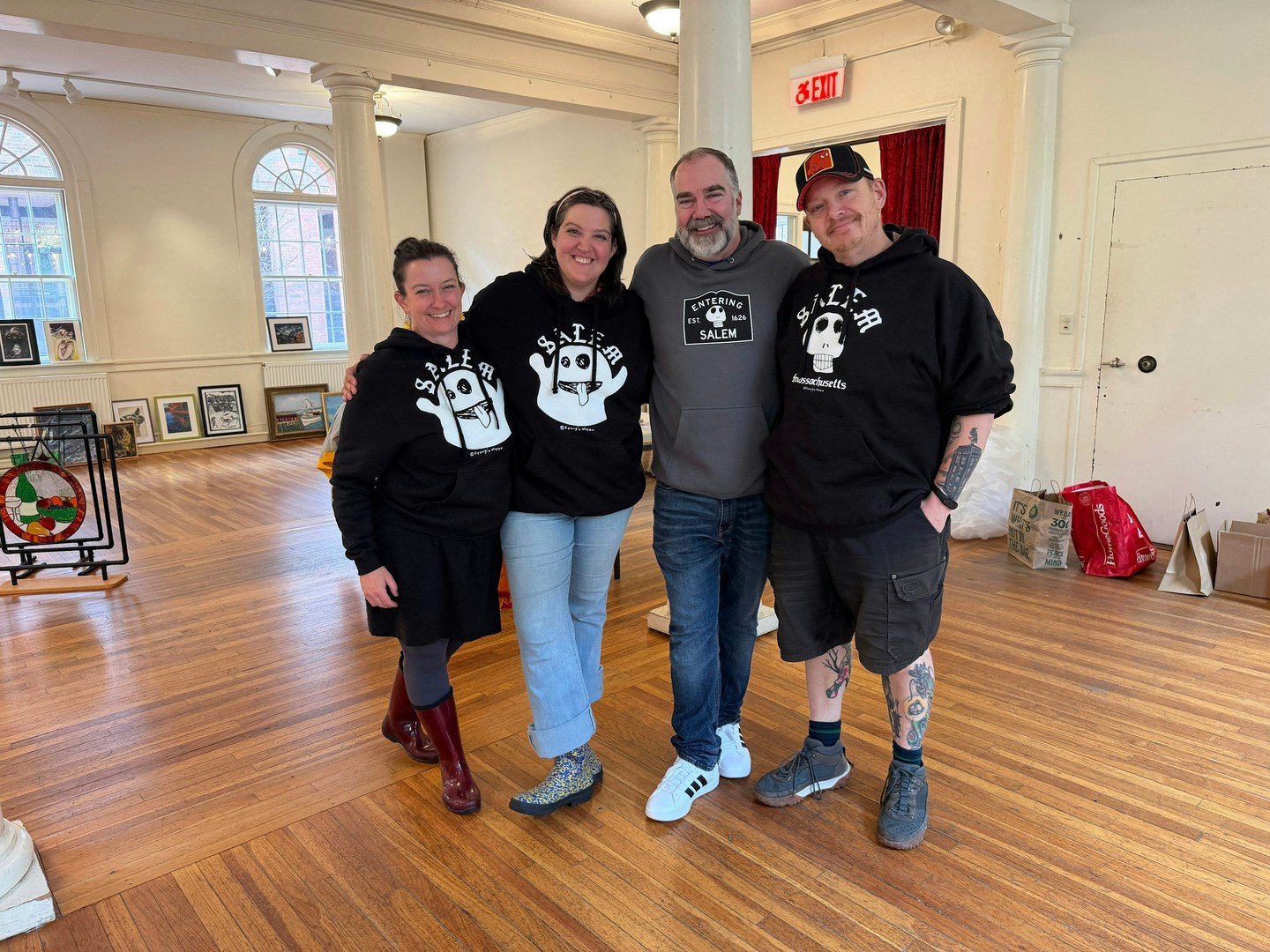 This is what a labor of love looks like behind the scenes.
Yesterday the team gathered at Old Town Hall to jury the 2026 Salem Arts Festival gallery &mdash; sorting, debating, and choosing from dozens of submissions by regional artists. It's one of t