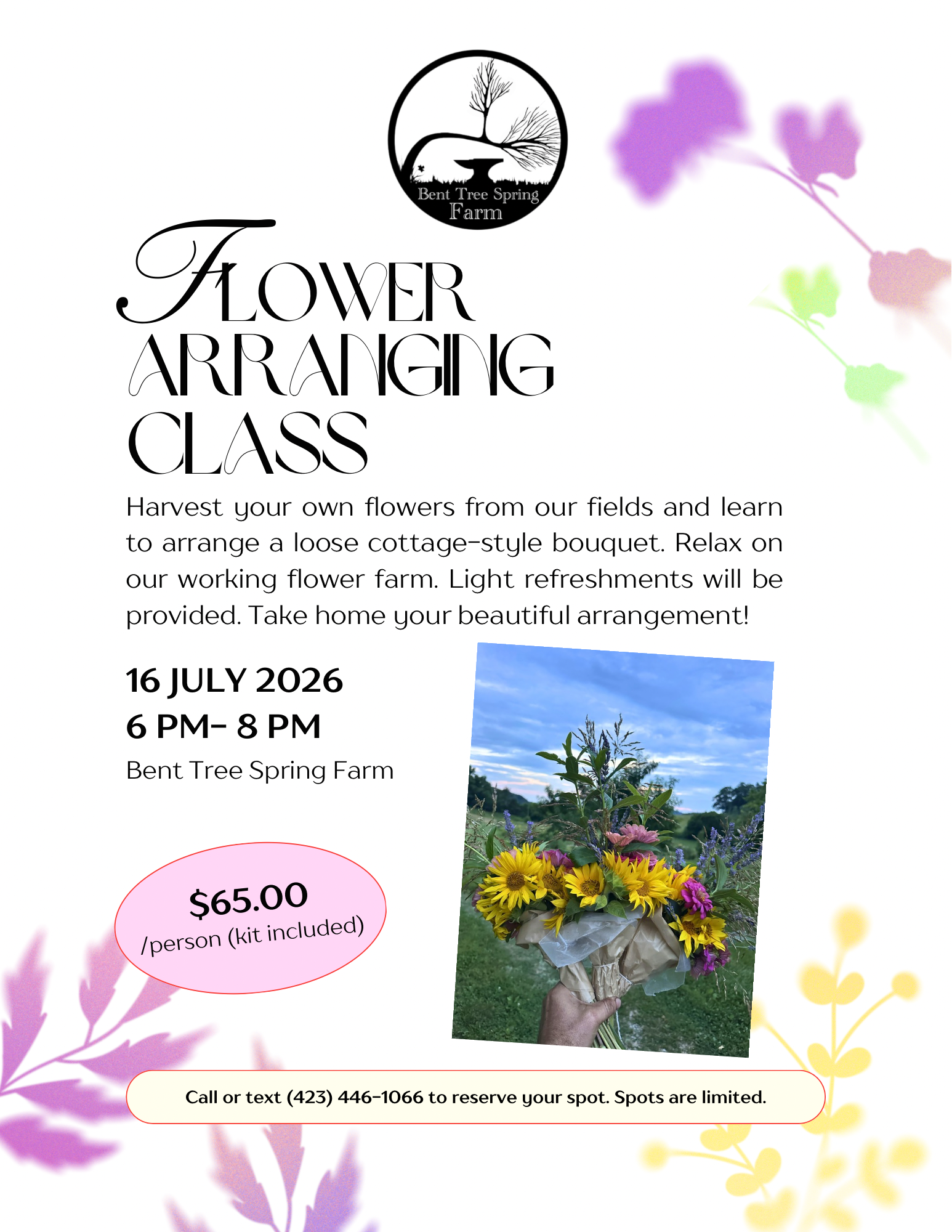 Flower Arrangement Workshop at Bent Tree Spring Farm