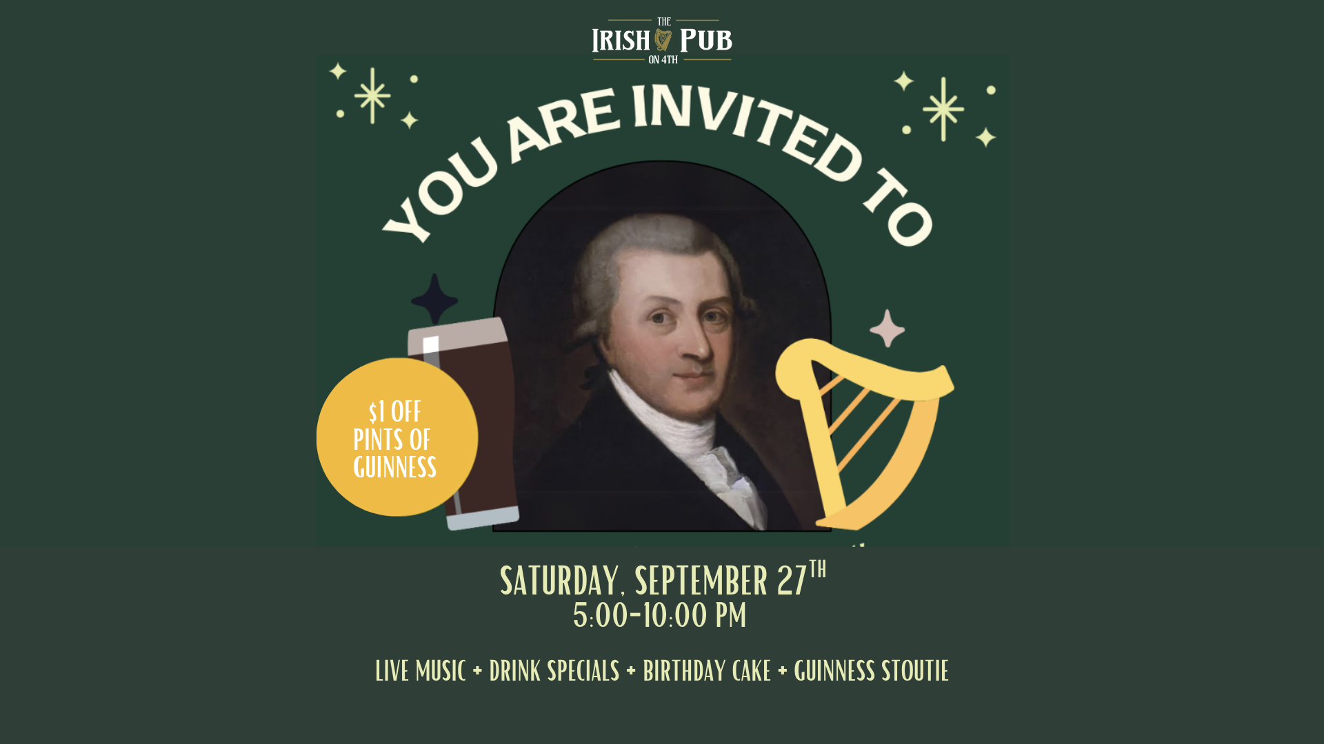 Arthur Guinness Birthday Celebration at The Irish Pub on 4th