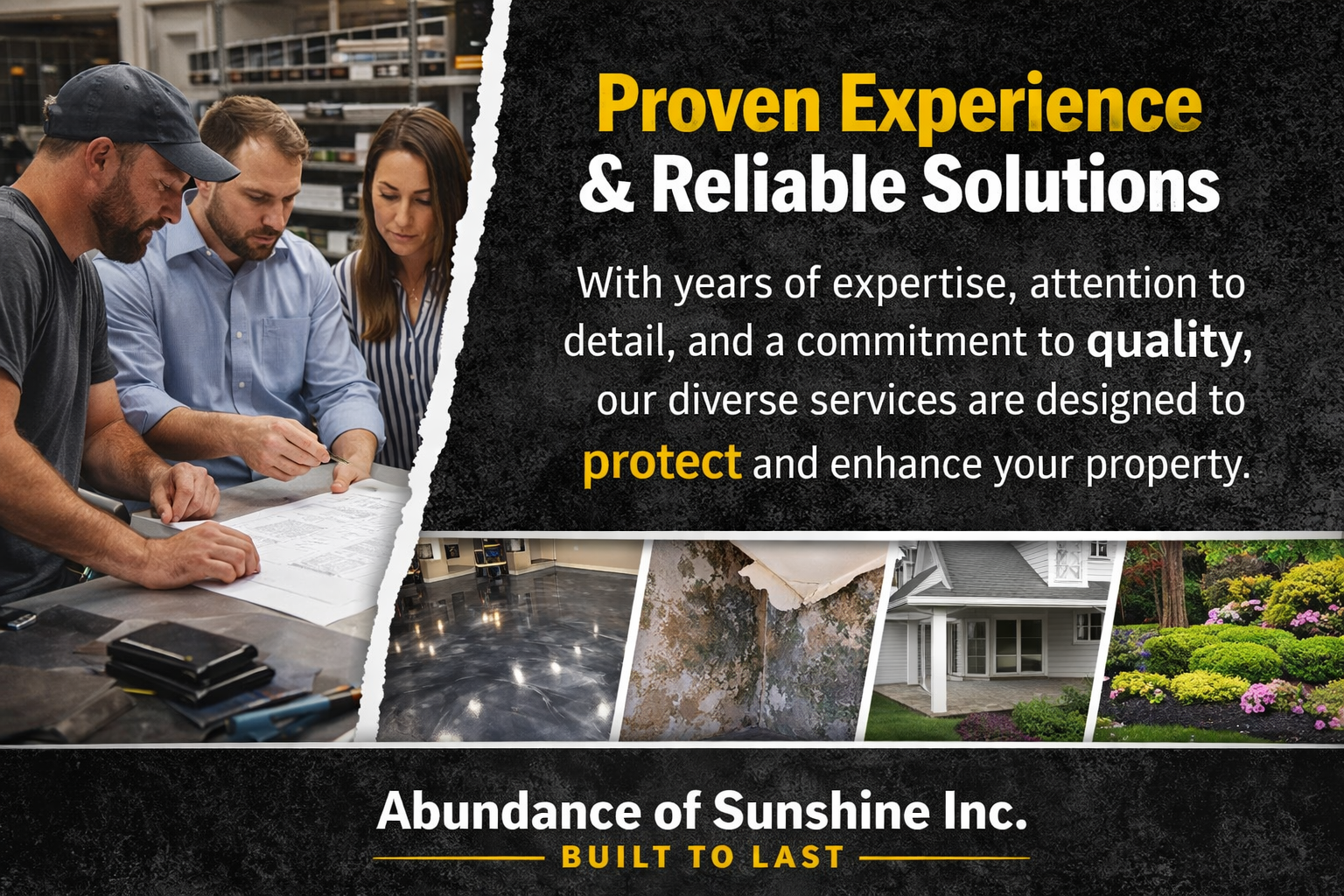 A metal building with a garage door on the left and a covered porch with wooden support beams on the right, situated on a partly dirt and gravel area with grass, trees, and parked cars in the background.