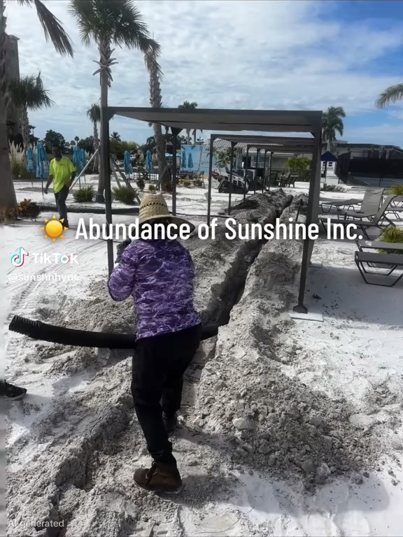 Beachfront cabana project by Abundance of Sunshine Inc. in the St. Petersburg–Clearwater area, including custom design and construction, site preparation, and sand-base stabilization to reduce erosion and shifting.