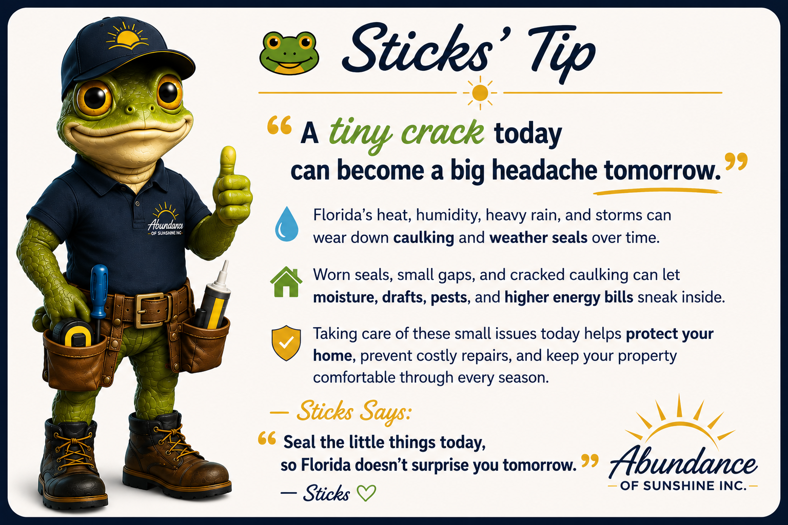 Sticks beside Florida weatherproofing and moisture-prevention tips.