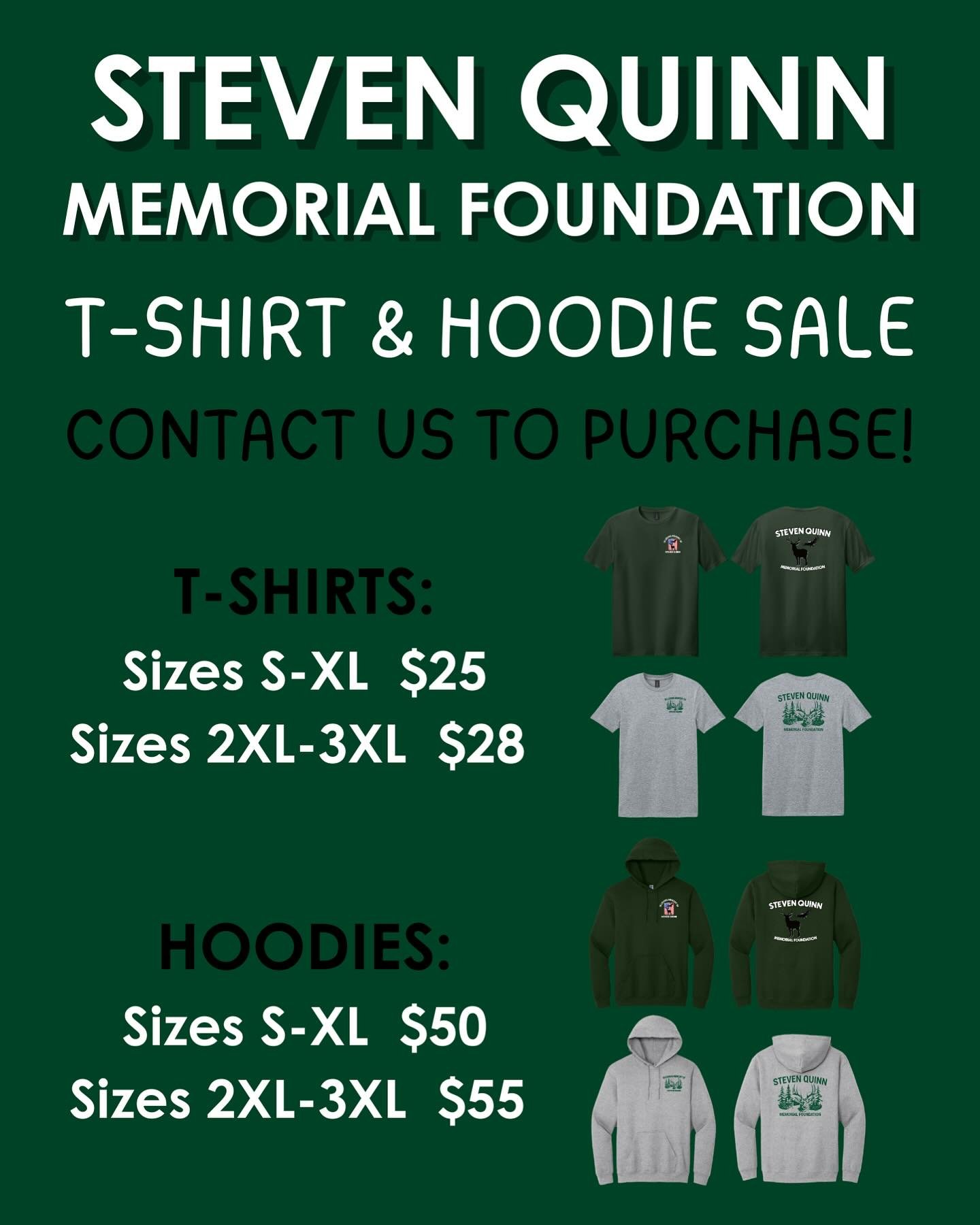 In honor of today being Steven&rsquo;s 24th birthday, we are launching the release of the Steven Quinn Memorial Foundation&rsquo;s custom T-shirts and Hoodies! Contact us to purchase -📱(845)-341-3015 or 📧stevenquinnmemorialfoundation@gmail.com

T-S