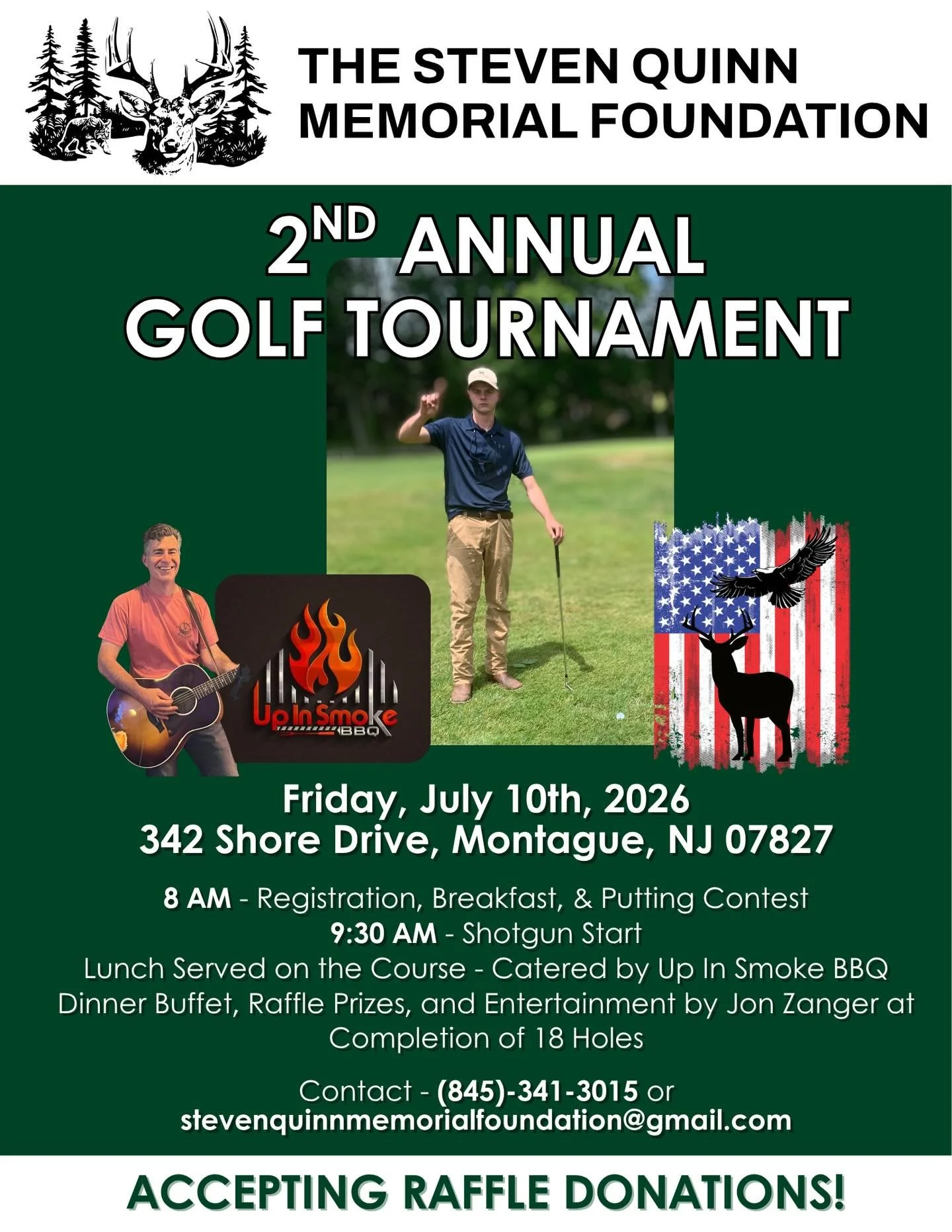 The Steven Quinn Memorial Foundation&rsquo;s 2nd Annual Golf Tournament is on Friday, July 10th, 2026 at High Point Golf Club! ⛳️

&bull; 8 AM - Registration, Breakfast - Catered by @upinsmokefoodtruck &amp; Putting Contest
&bull; 9:30 AM - Shotgun S