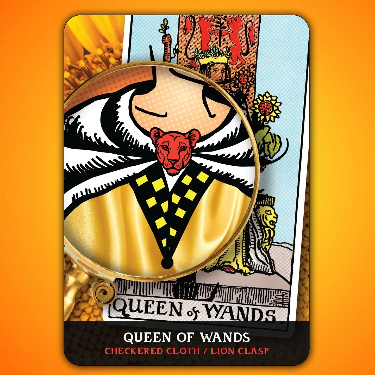 Have you ever noticed the checkered cloth detailing on the Queen of Wands&rsquo; robes? This same checkered cloth can be found on The Hierophant and the 3 of Wands. 

This motif can also be found in Masonic Lodges. Often called the&nbsp;&ldquo;Mosaic