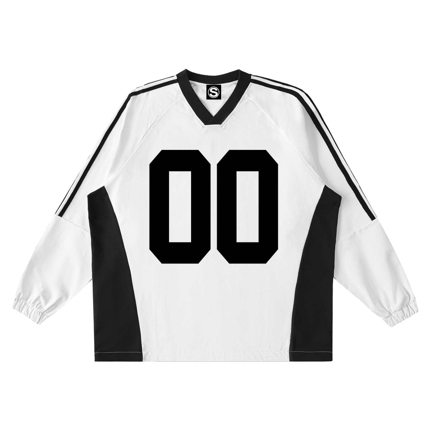 00 PROJECT 00 Color-Block V-Neck Long-Sleeve