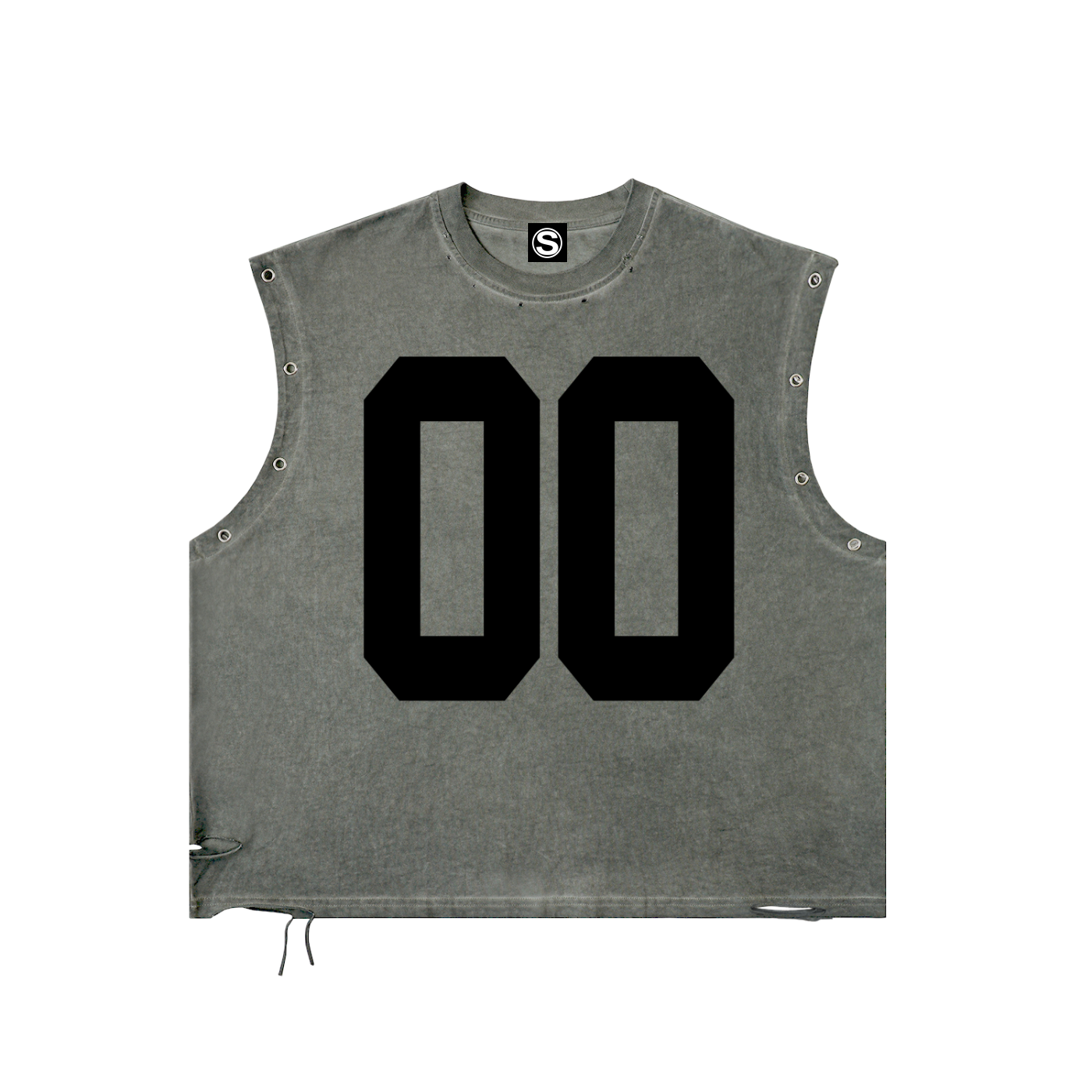 00 PROJECT 00 Distressed Grommet Eyelet Tank Top