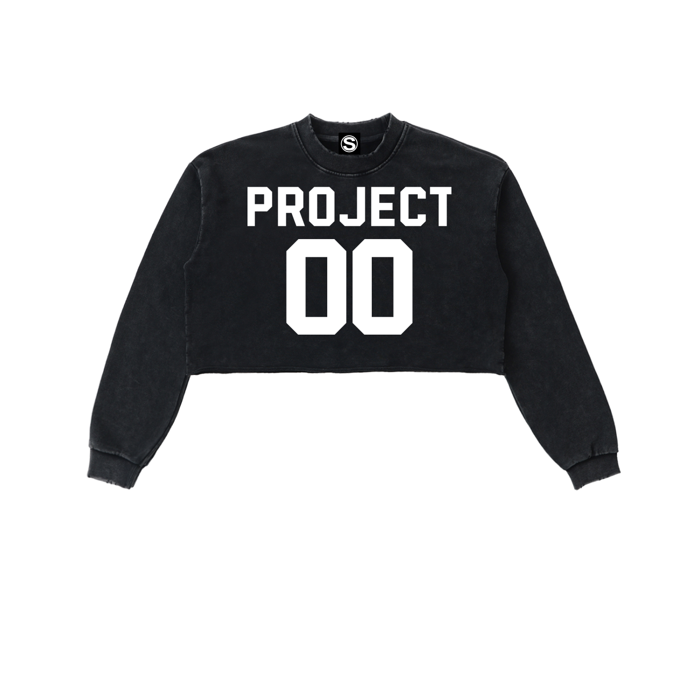 00 PROJECT 00 Snow Washed Raw Edge Cropped Sweatshirt